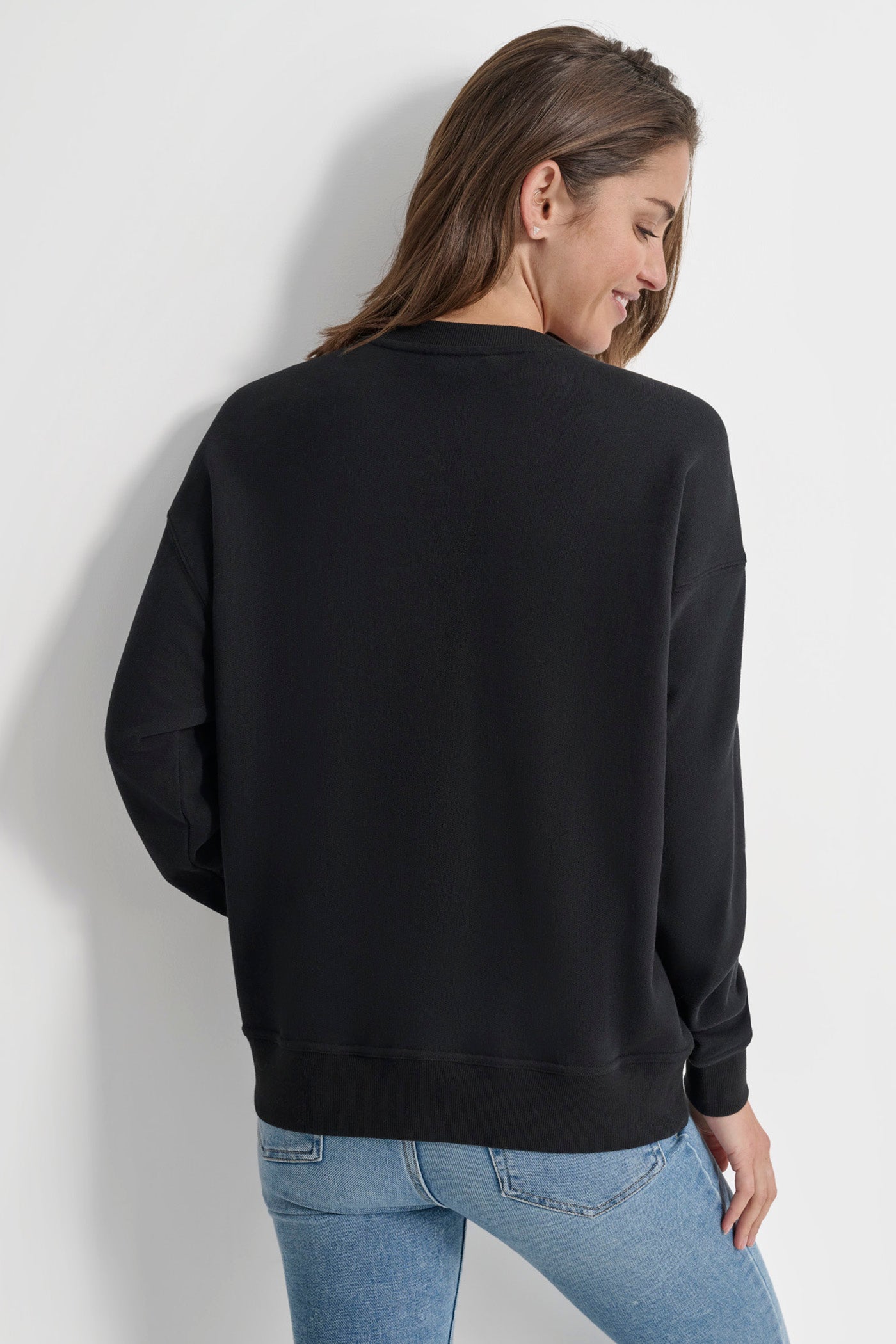 Black STUDDED DKNY SWEATSHIRT, BACK VIEW | Clothing