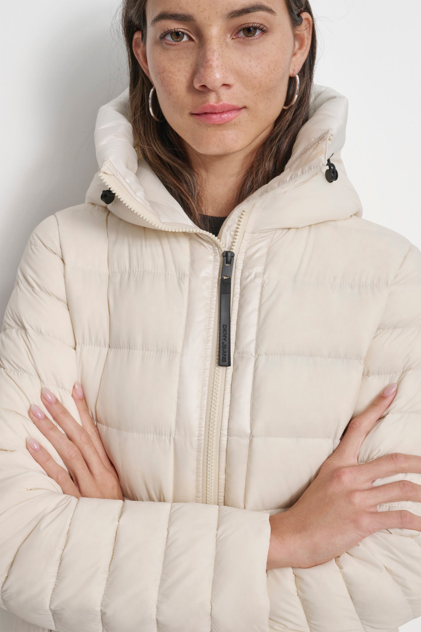 DOWN FILL HOODED ZIP FRONT QUILTED PUFFER VIEW 5 | Not Clearance or Preorder