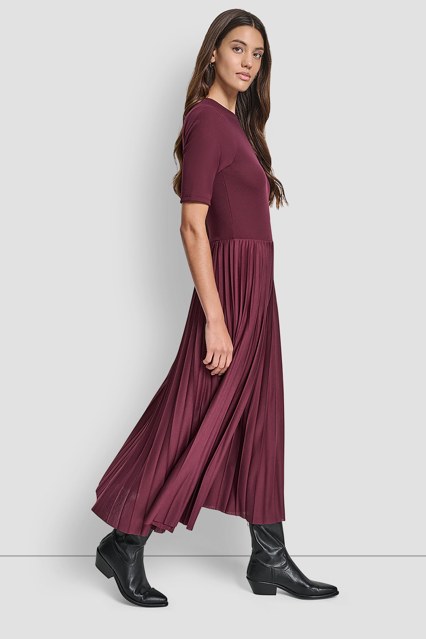 BALLET SLEEVE PLEATED DRESS VIEW 3 | New Arrivals