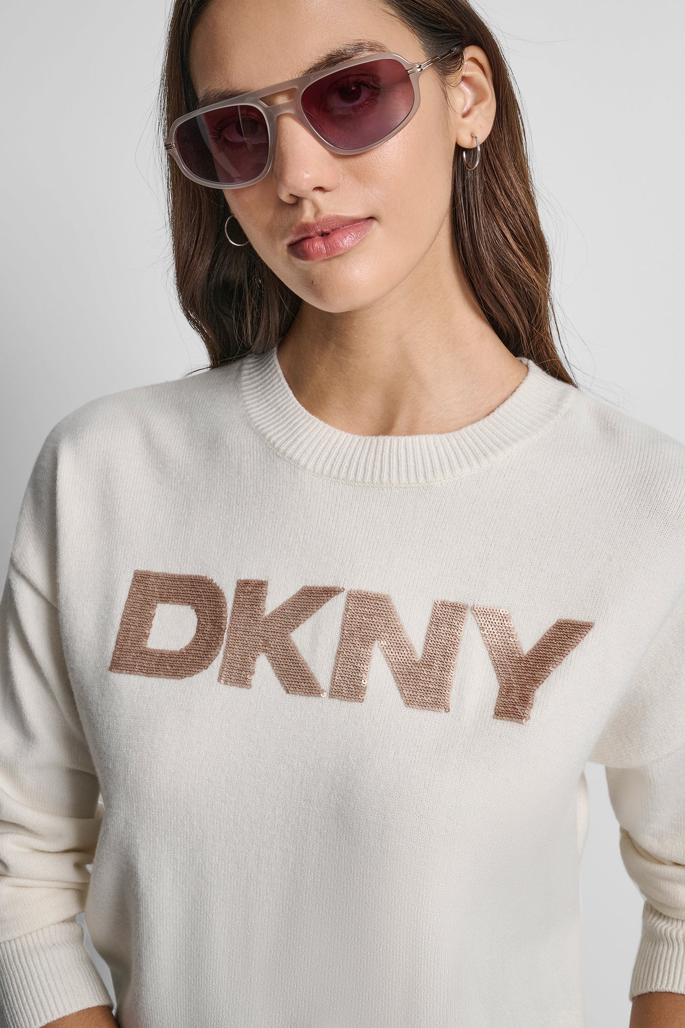 SEQUIN LOGO EMBELLISHED SWEATER VIEW 4 | Clothing