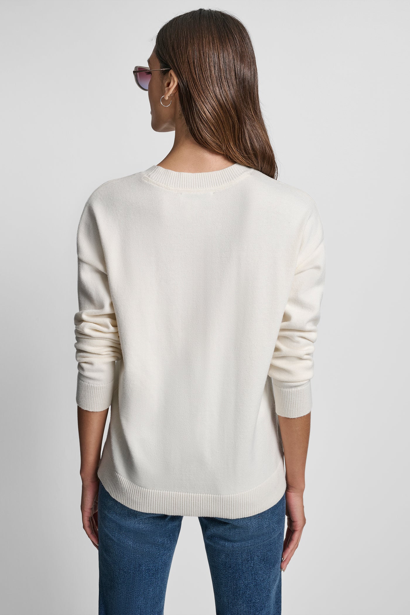 EGGNOG/CHAMPAGNE SEQUIN LOGO EMBELLISHED SWEATER, VIEW 2 | All Products