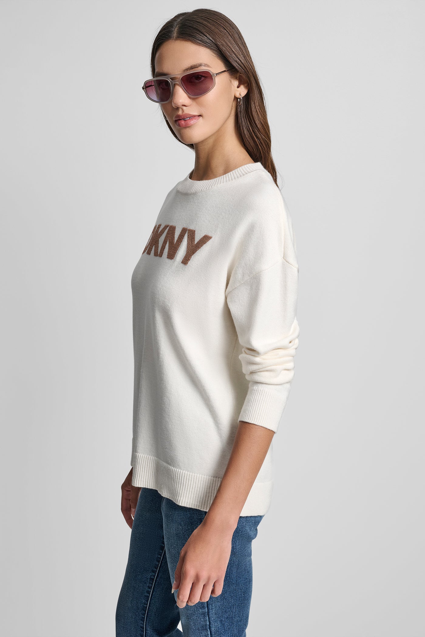 SEQUIN LOGO EMBELLISHED SWEATER VIEW 3 | Clothing