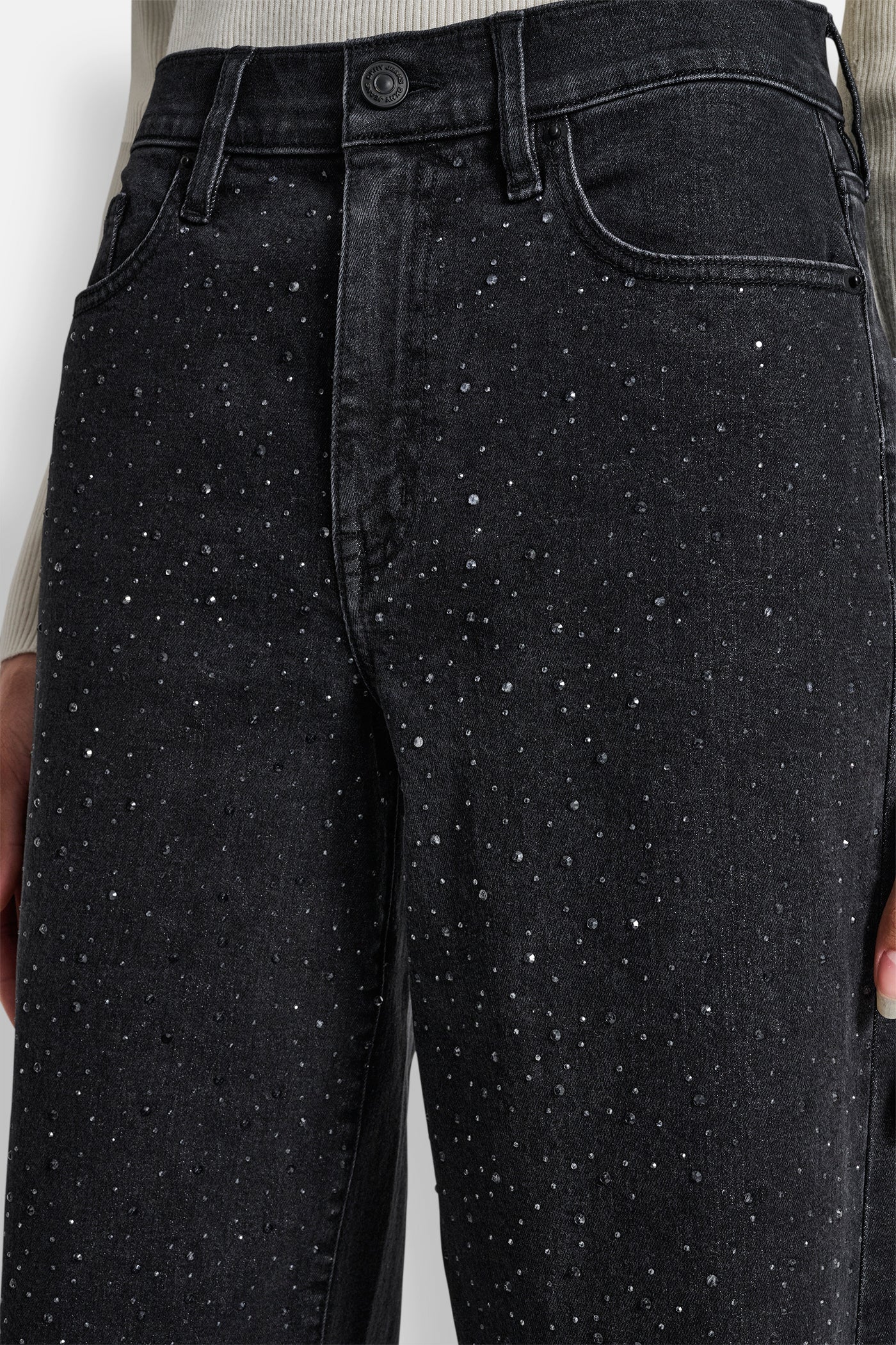 HIGH RISE WIDE LEG WITH RHINESTONE EMBELLISHMENT VIEW 4 | Pants & Denim