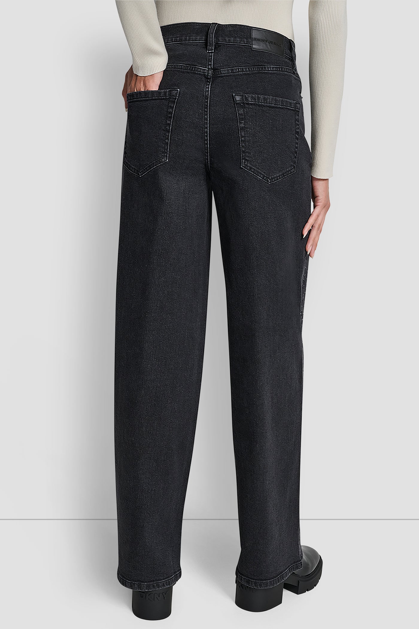 ANCHOR HIGH RISE WIDE LEG WITH RHINESTONE EMBELLISHMENT, BACK VIEW | Pants & Denim