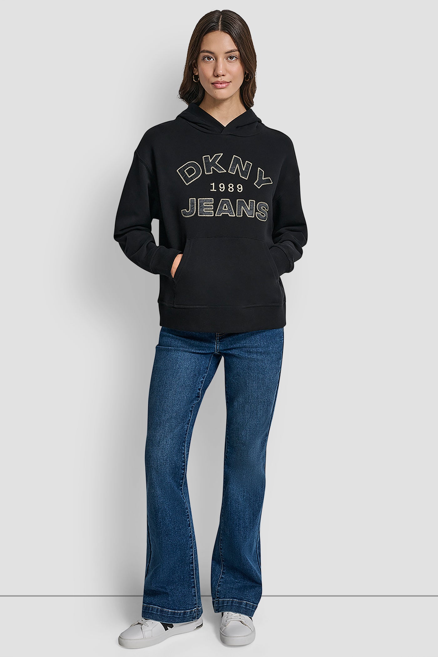 DKNY JEANS SATIN APPLIQUE CHAINSTITCH LOGO SWEATSHIRT VIEW 5 | New clothing