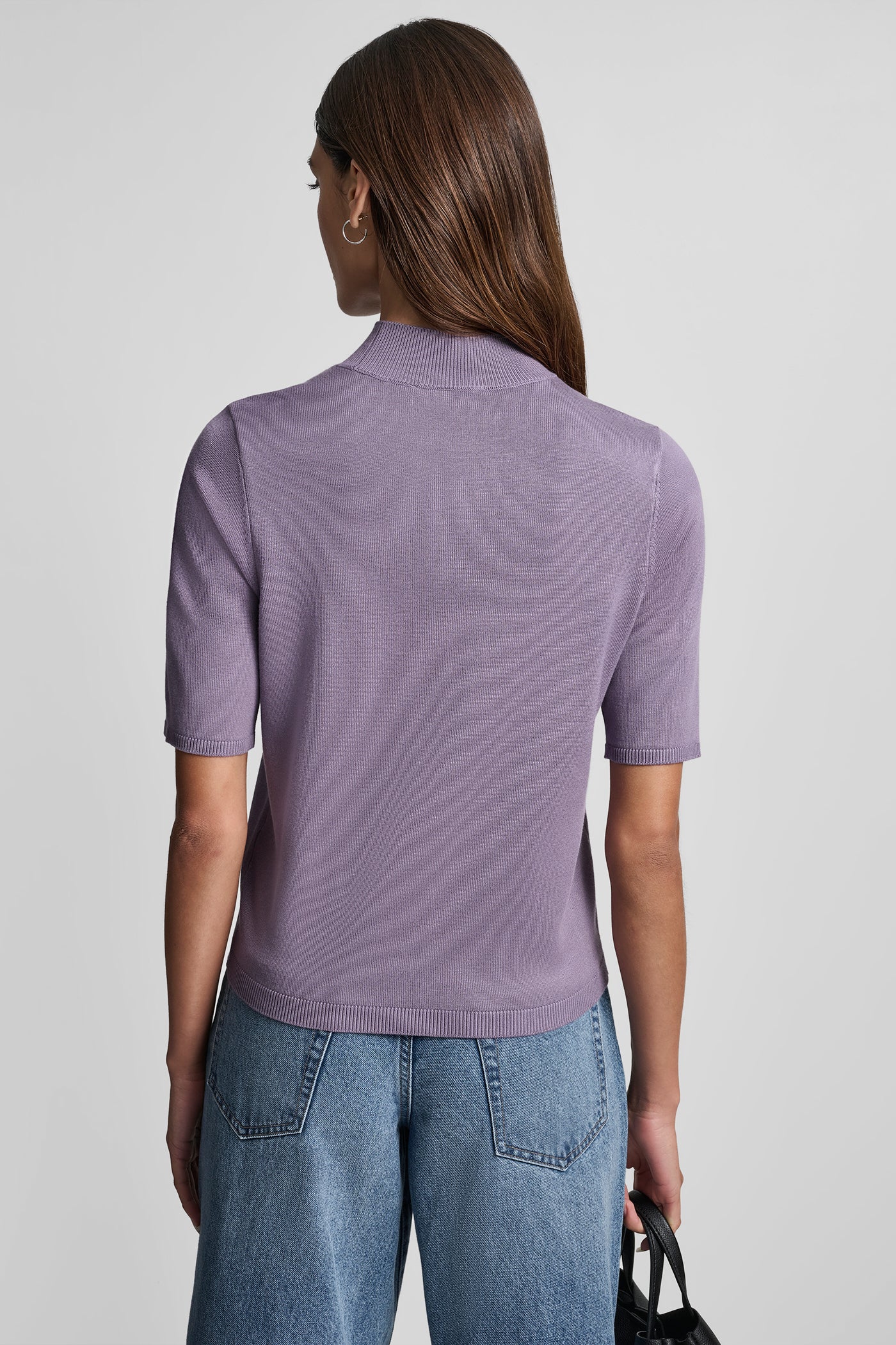 VESPER SHORT SLEEVE HOTFIX LOGO MOCK NECK SWEATER, VIEW 2 | New Arrivals