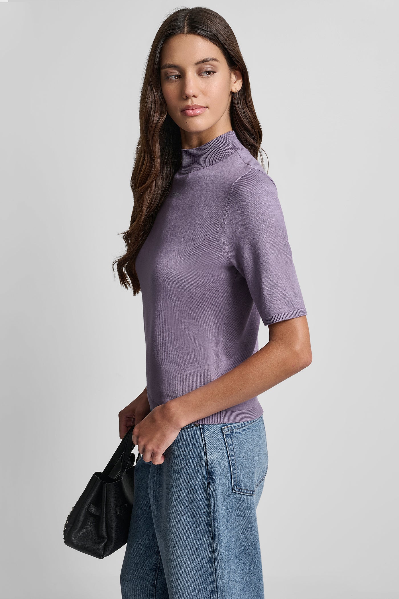 SHORT SLEEVE HOTFIX LOGO MOCK NECK SWEATER VIEW 3 | New Arrivals