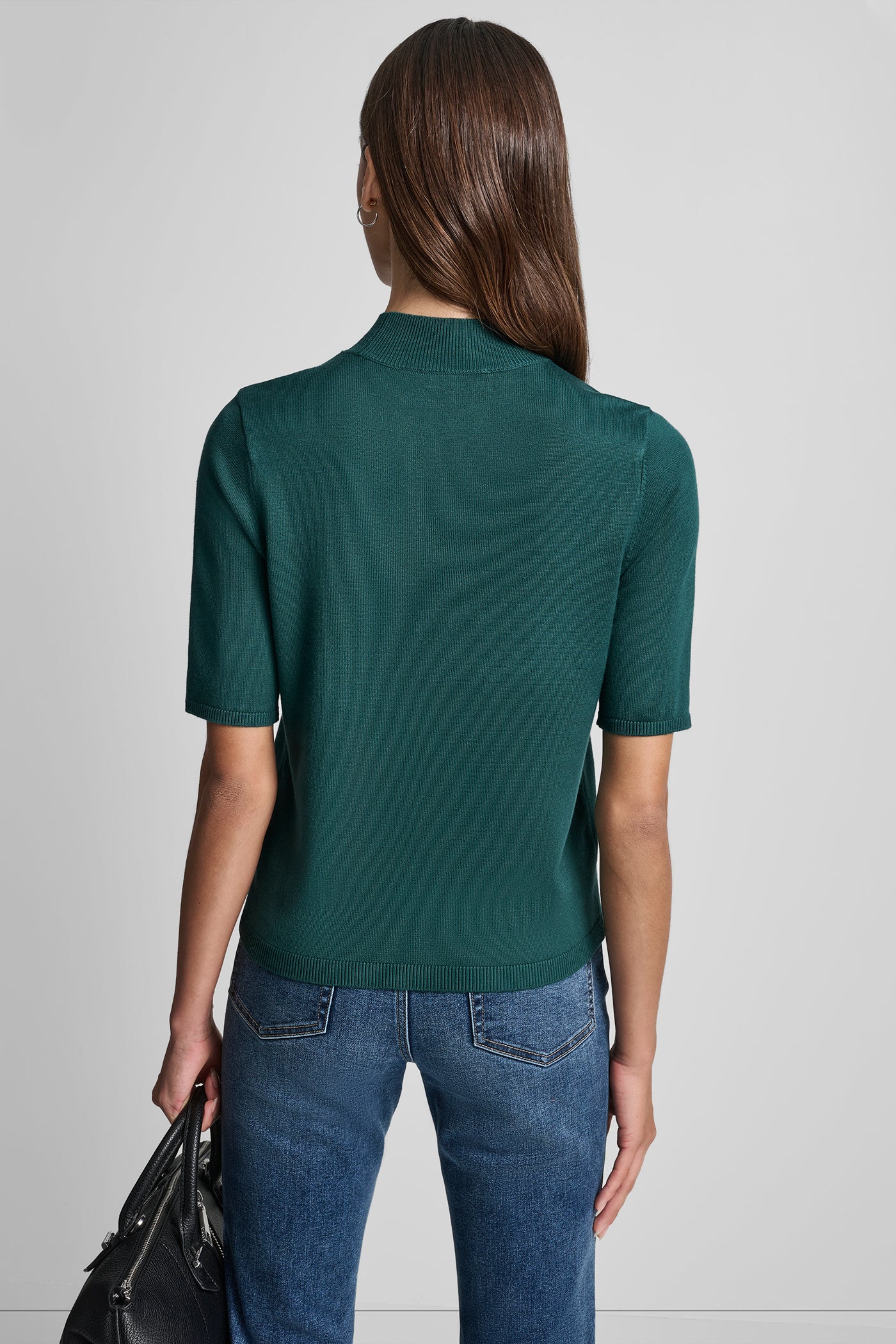 COOL PINE SHORT SLEEVE HOTFIX LOGO MOCK NECK SWEATER, VIEW 2 | New Arrivals