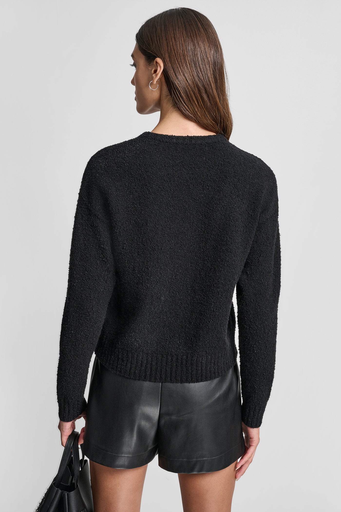 BLACK/GOLD TINSEL LOGO BOUCLE SWEATER, VIEW 2 | Cyber Deals
