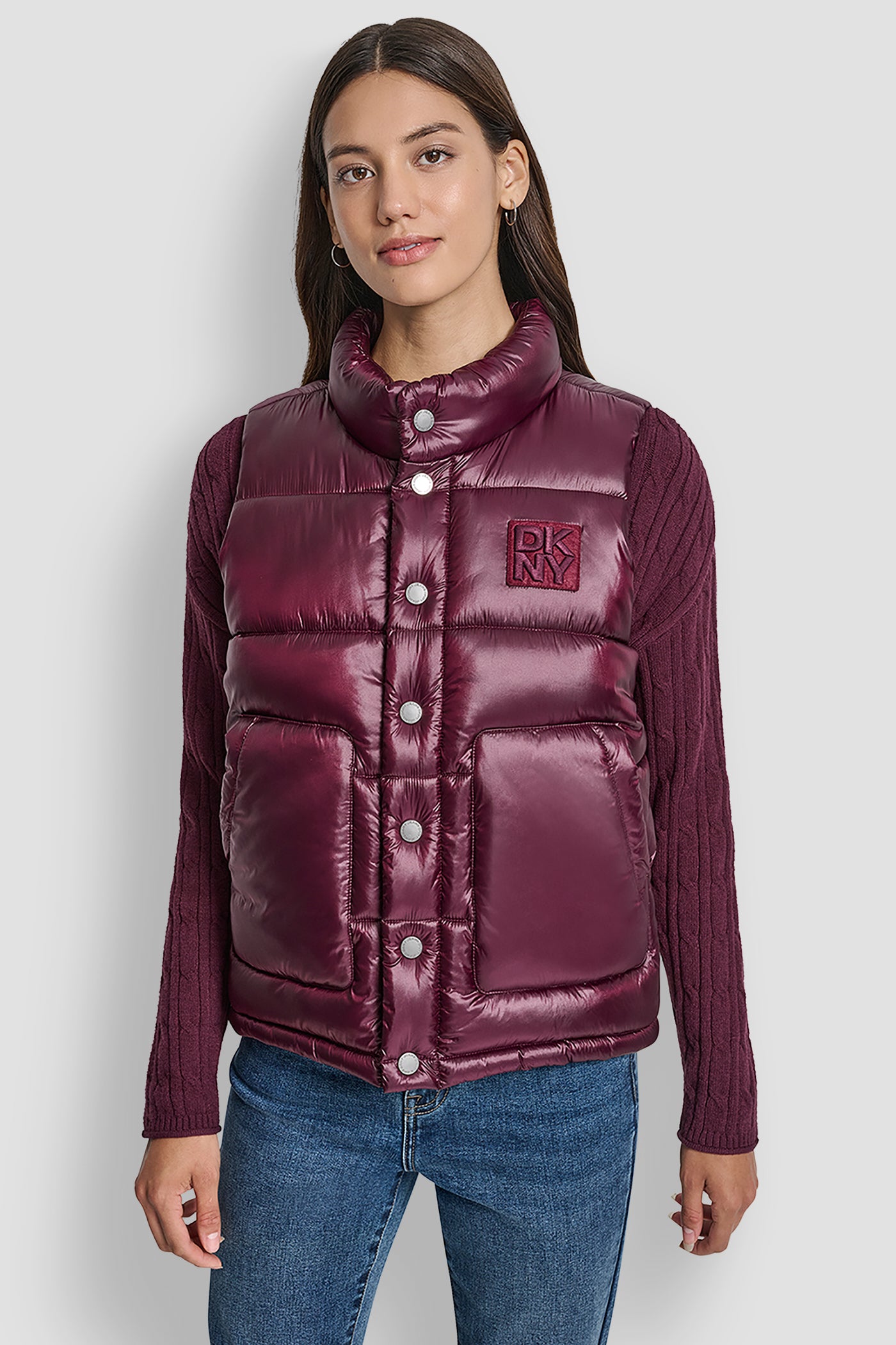 QUILTED MOCK NECK LOGO PUFFER VEST VIEW 5 | WOMENS COATS & JACKETS