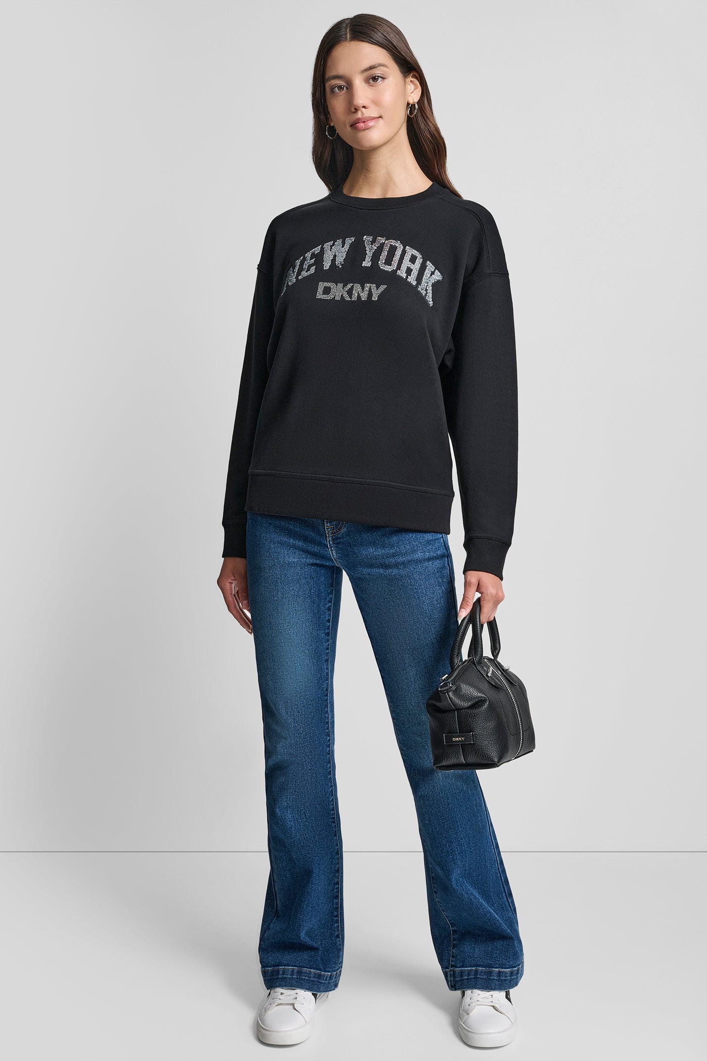 RHINESTONE STUD LOGO CREW NECK SWEATSHIRT VIEW 4 | Clothing