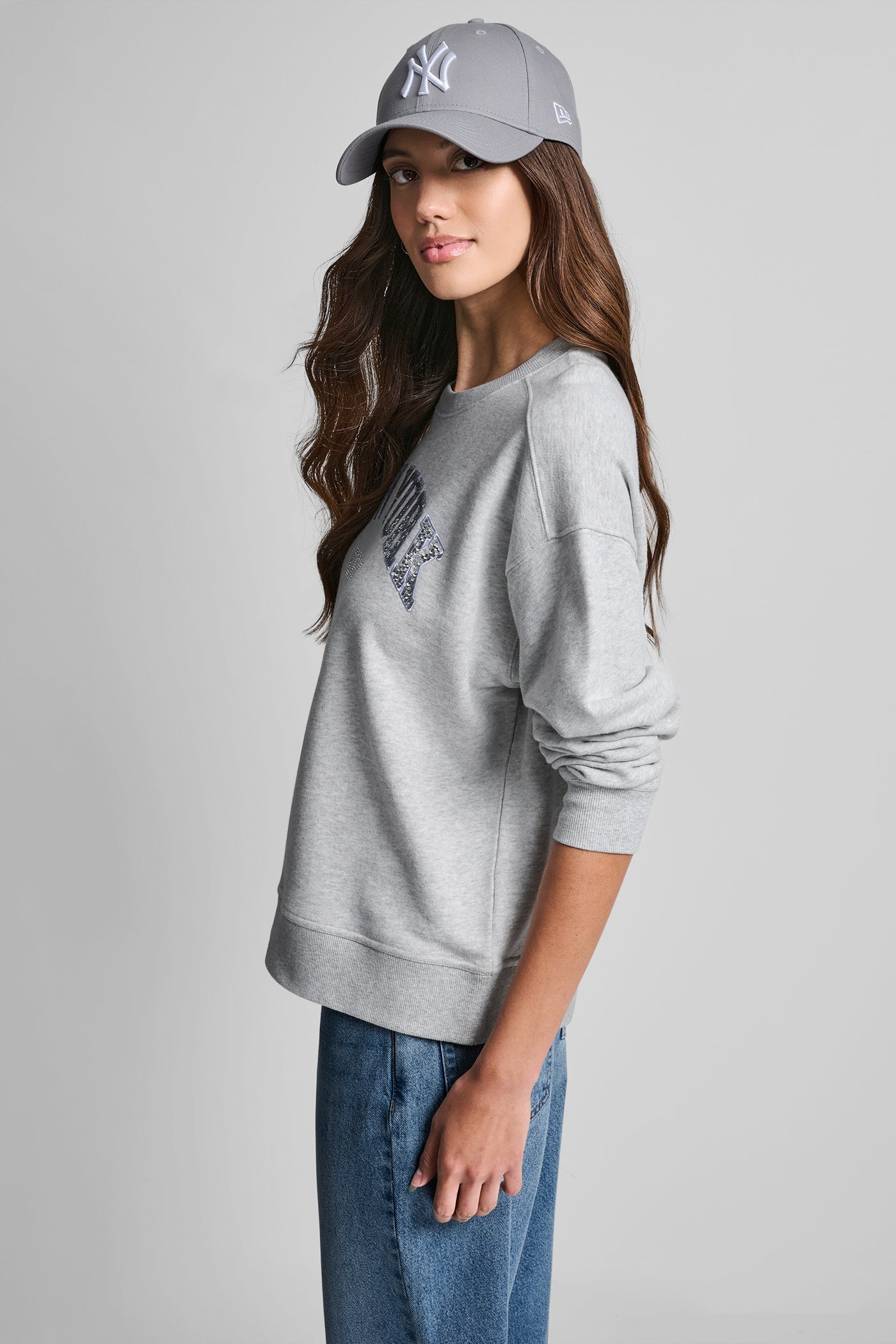 RHINESTONE STUD LOGO CREW NECK SWEATSHIRT VIEW 3 | Clothing