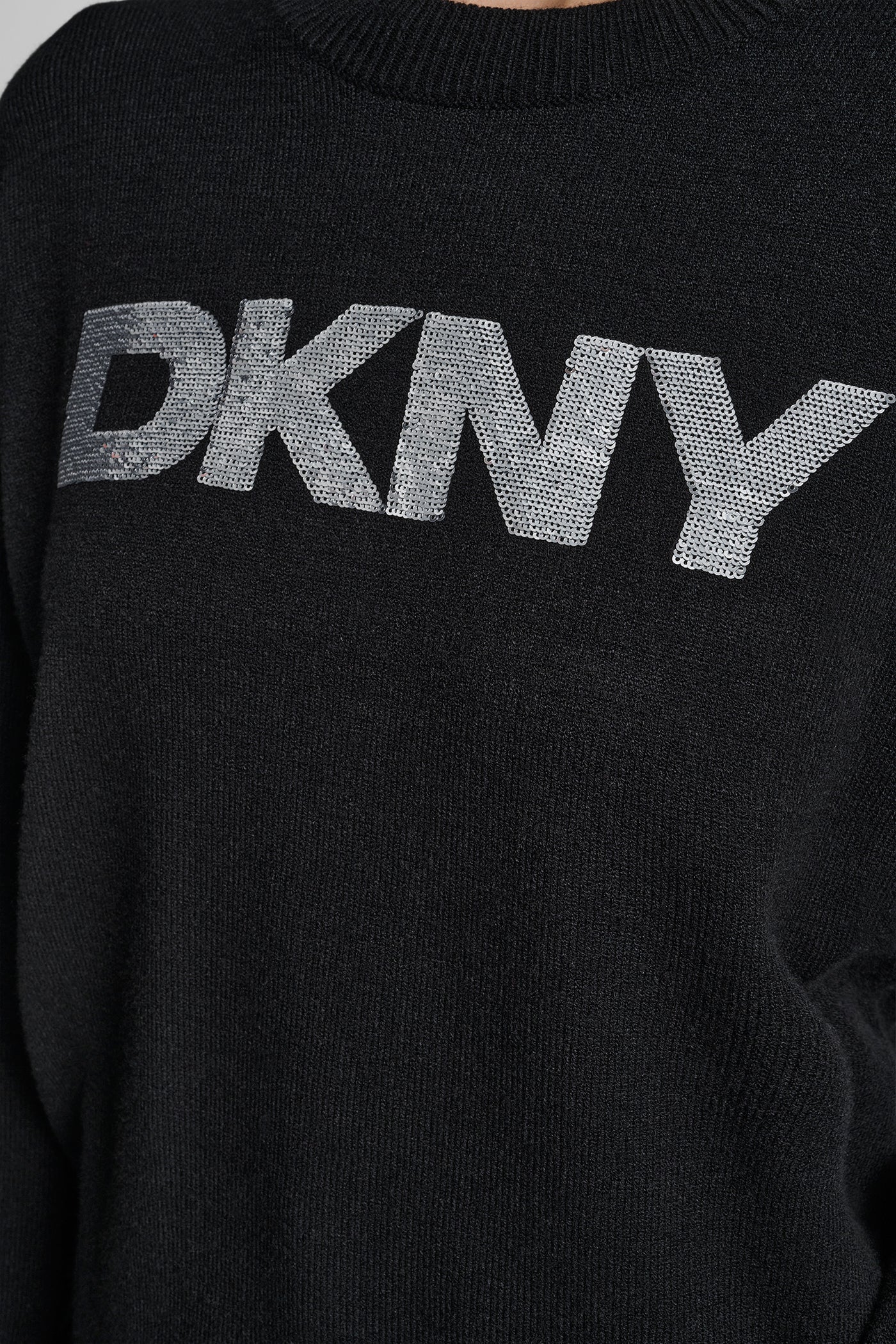 SEQUIN LOGO EMBELLISHED SWEATER VIEW 4 | DKNY JEANS