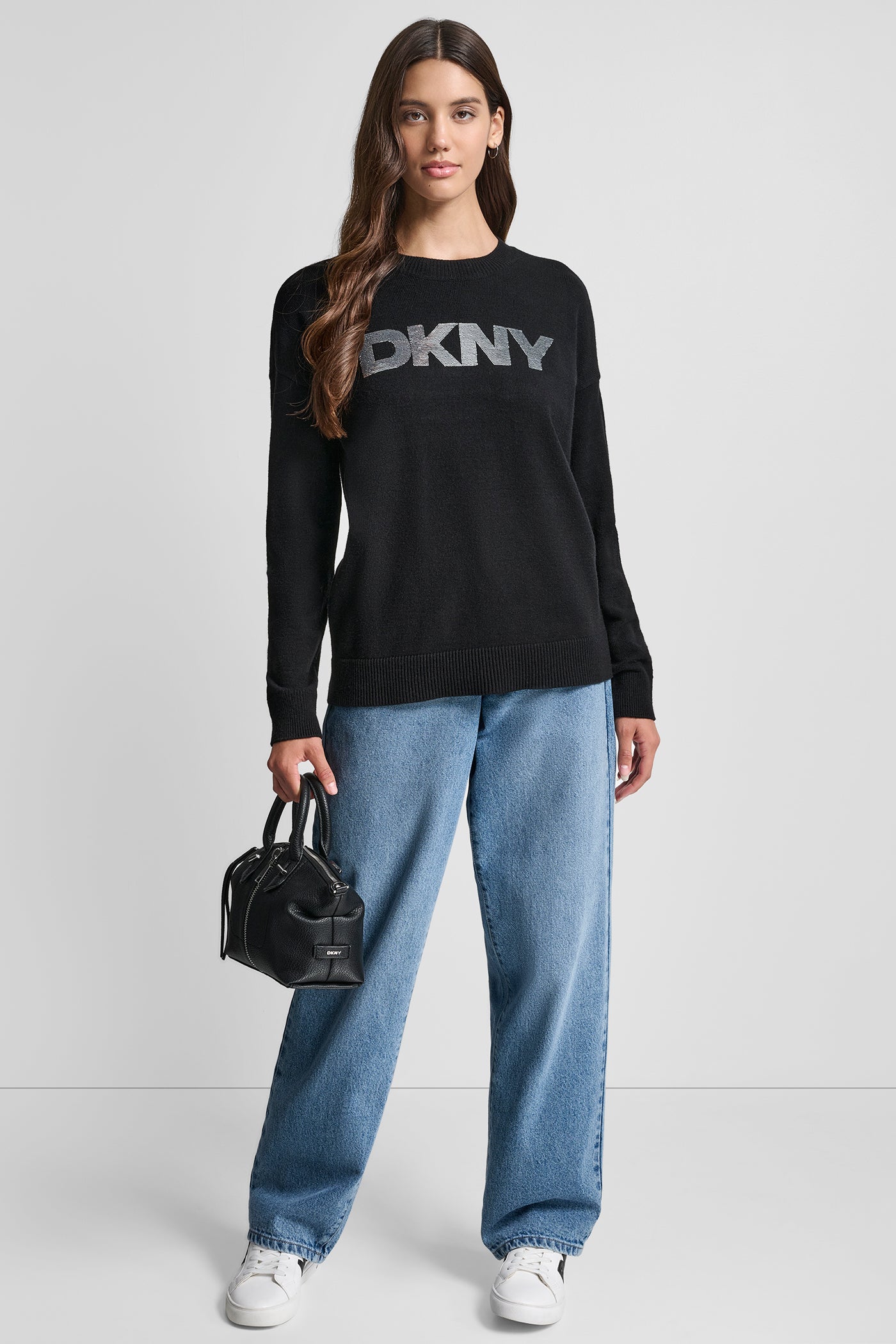 SEQUIN LOGO EMBELLISHED SWEATER VIEW 5 | DKNY JEANS