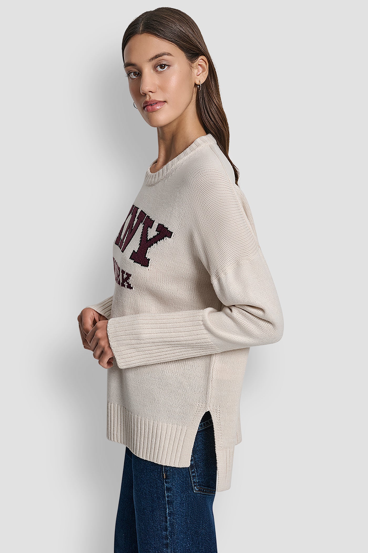 VARSITY LOGO INTARSIA CREW NECK RELAXED SWEATER VIEW 3 | All Products