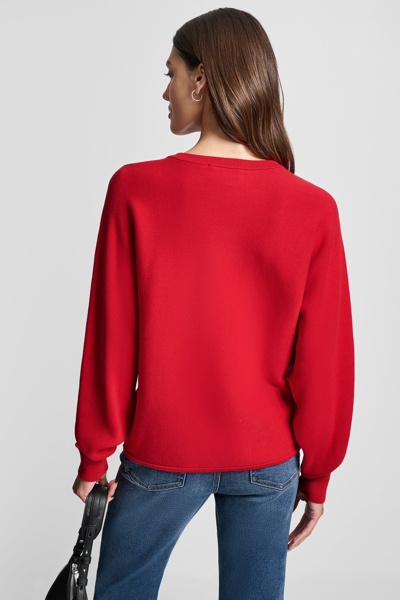 City Crimson/Black DOLMAN SLEEVE SEQUIN LOGO SWEATER, VIEW 2 | New Arrivals