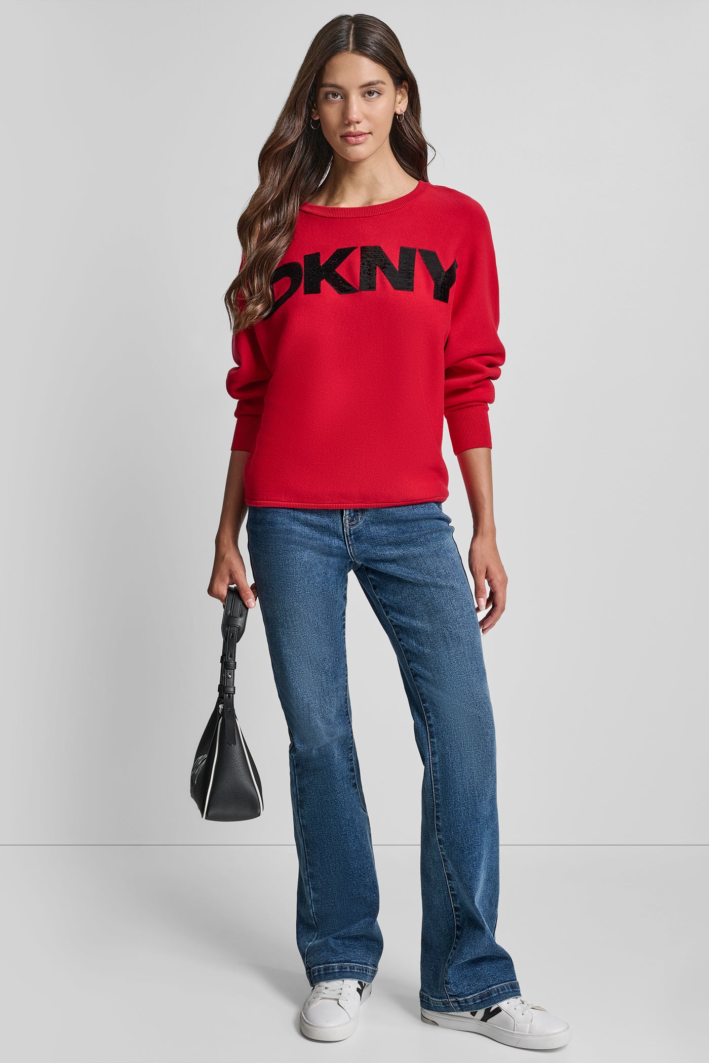 DOLMAN SLEEVE SEQUIN LOGO SWEATER VIEW 5 | New Arrivals