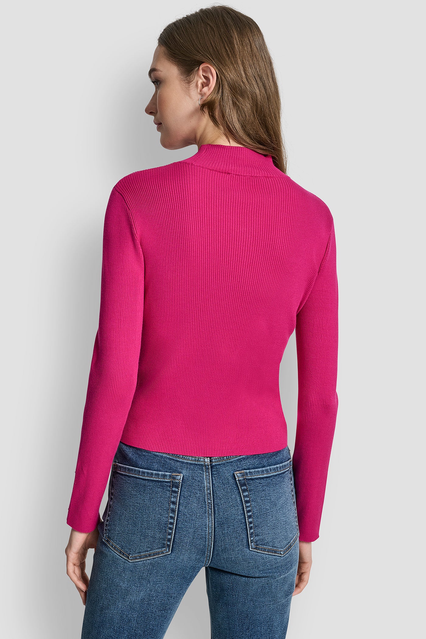 RIB LONG SLEEVE MOCK NECK WITH RHINESTONES AT CUFF VIEW 5 | WOMEN'S SWEATERS & TOPS