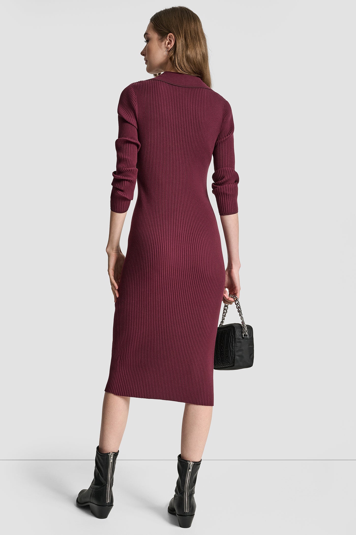 SYRAH RIB-KNIT MIDI POLO DRESS, VIEW 2 | Dresses & Jumpsuits