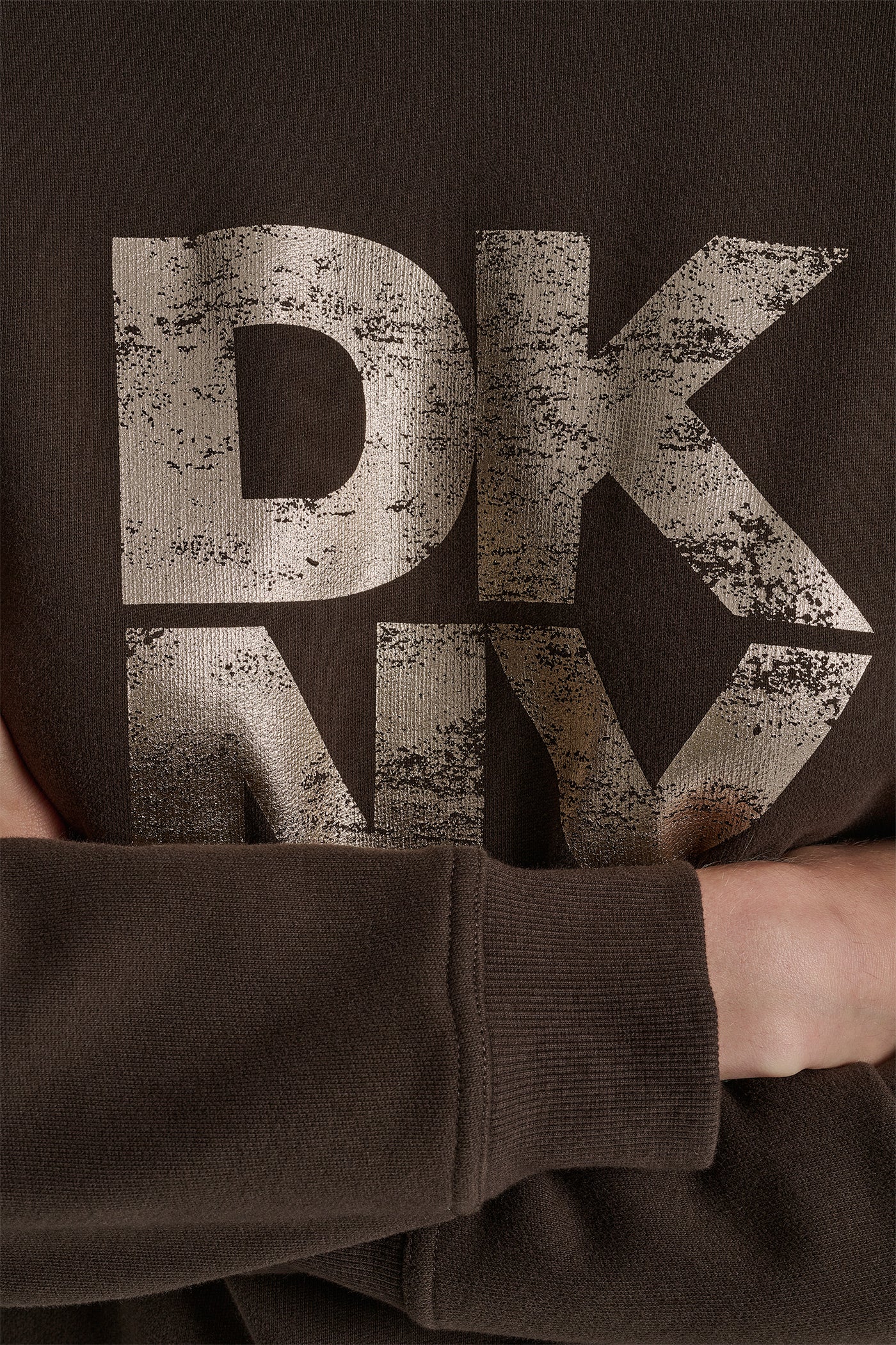 DISTRESSED DKNY STACKED FOIL LOGO CREW NECK SWEATSHIRT VIEW 5 | Clothing