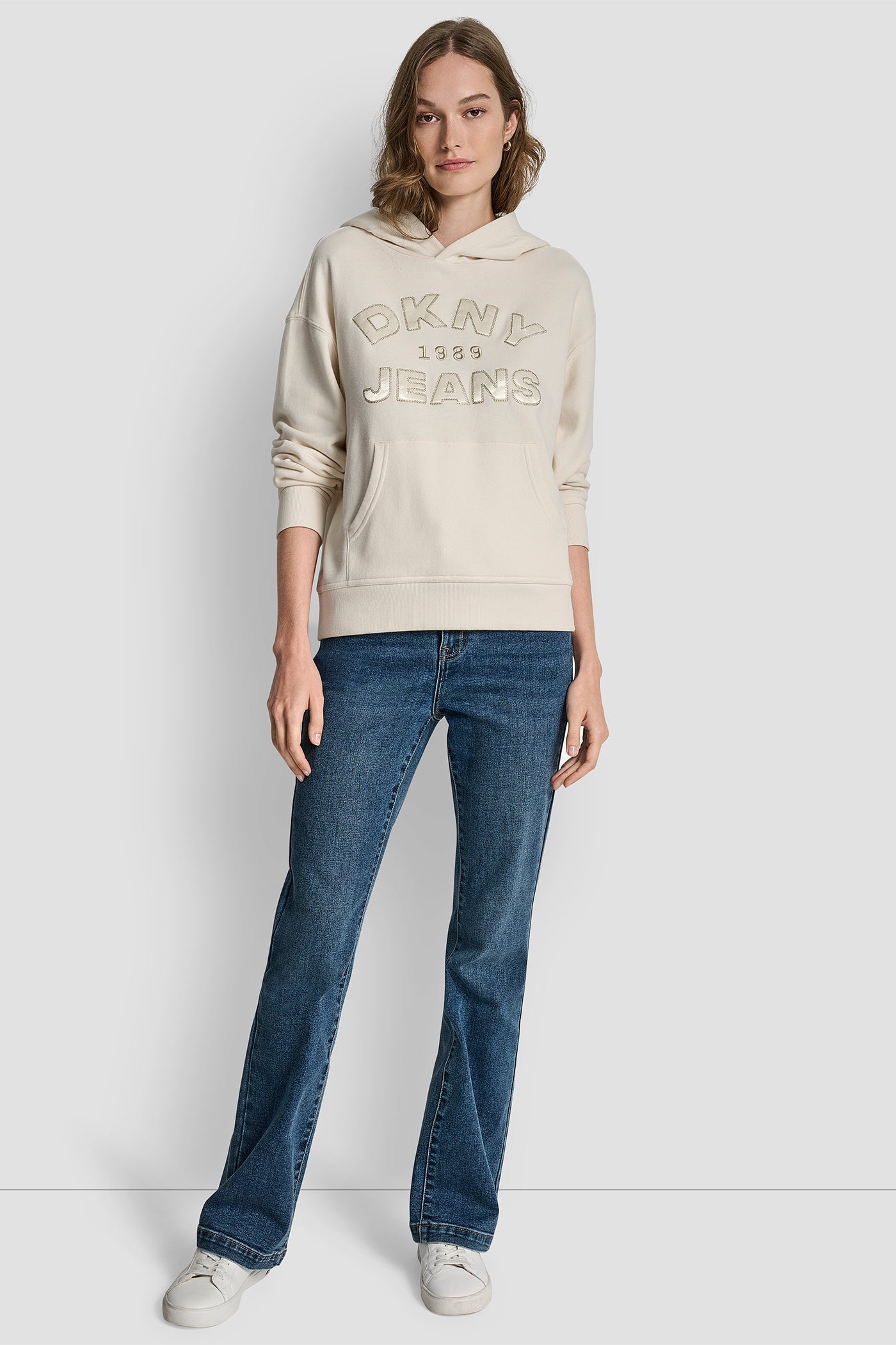 DKNY JEANS SATIN APPLIQUE CHAINSTITCH LOGO SWEATSHIRT VIEW 5 | Clothing