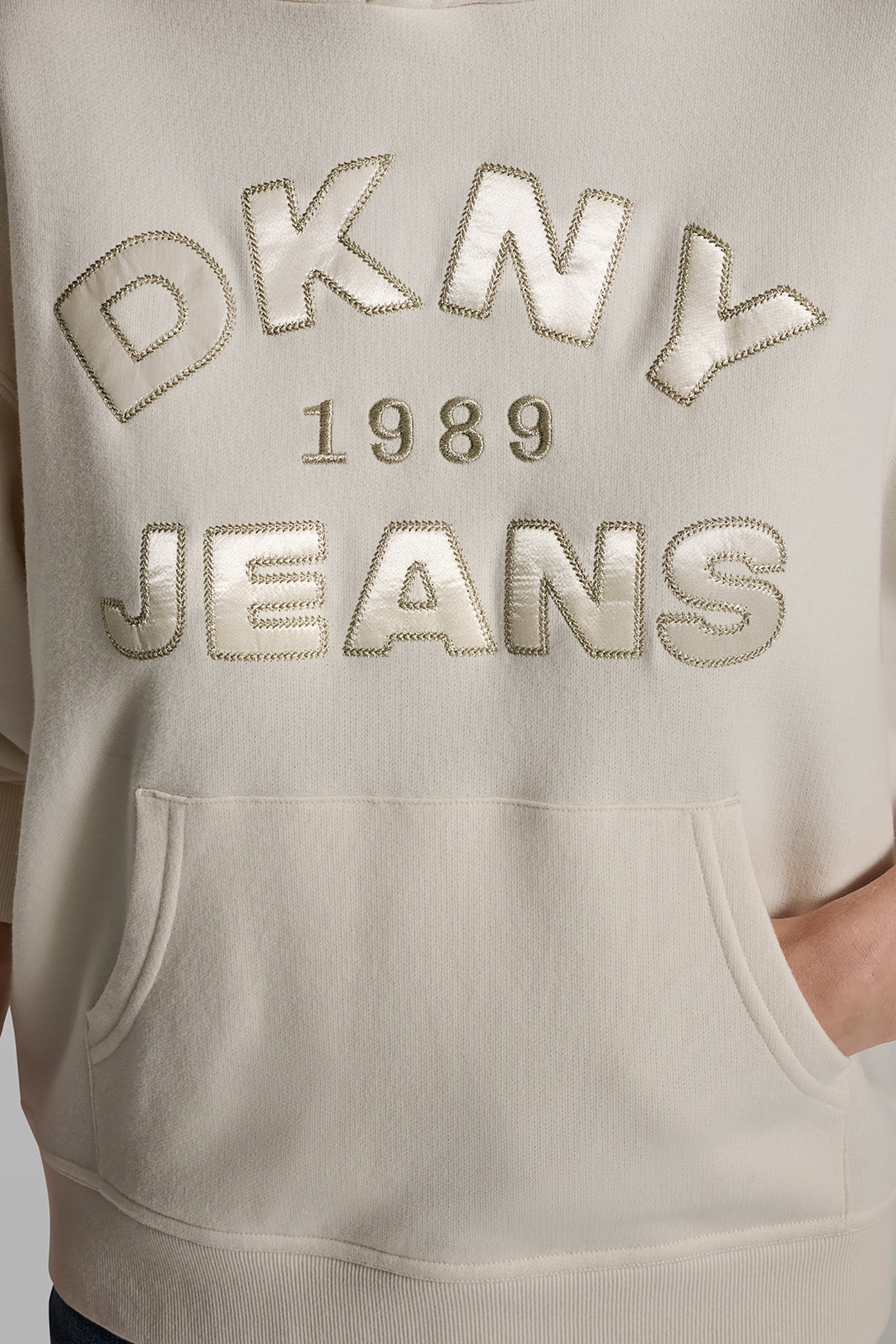 DKNY JEANS SATIN APPLIQUE CHAINSTITCH LOGO SWEATSHIRT VIEW 4 | Clothing