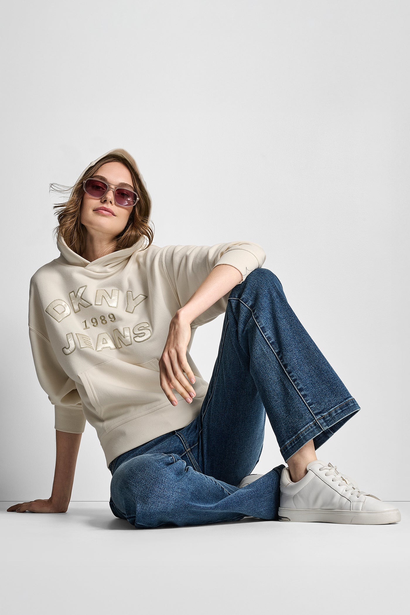DKNY JEANS SATIN APPLIQUE CHAINSTITCH LOGO SWEATSHIRT VIEW 6 | Clothing