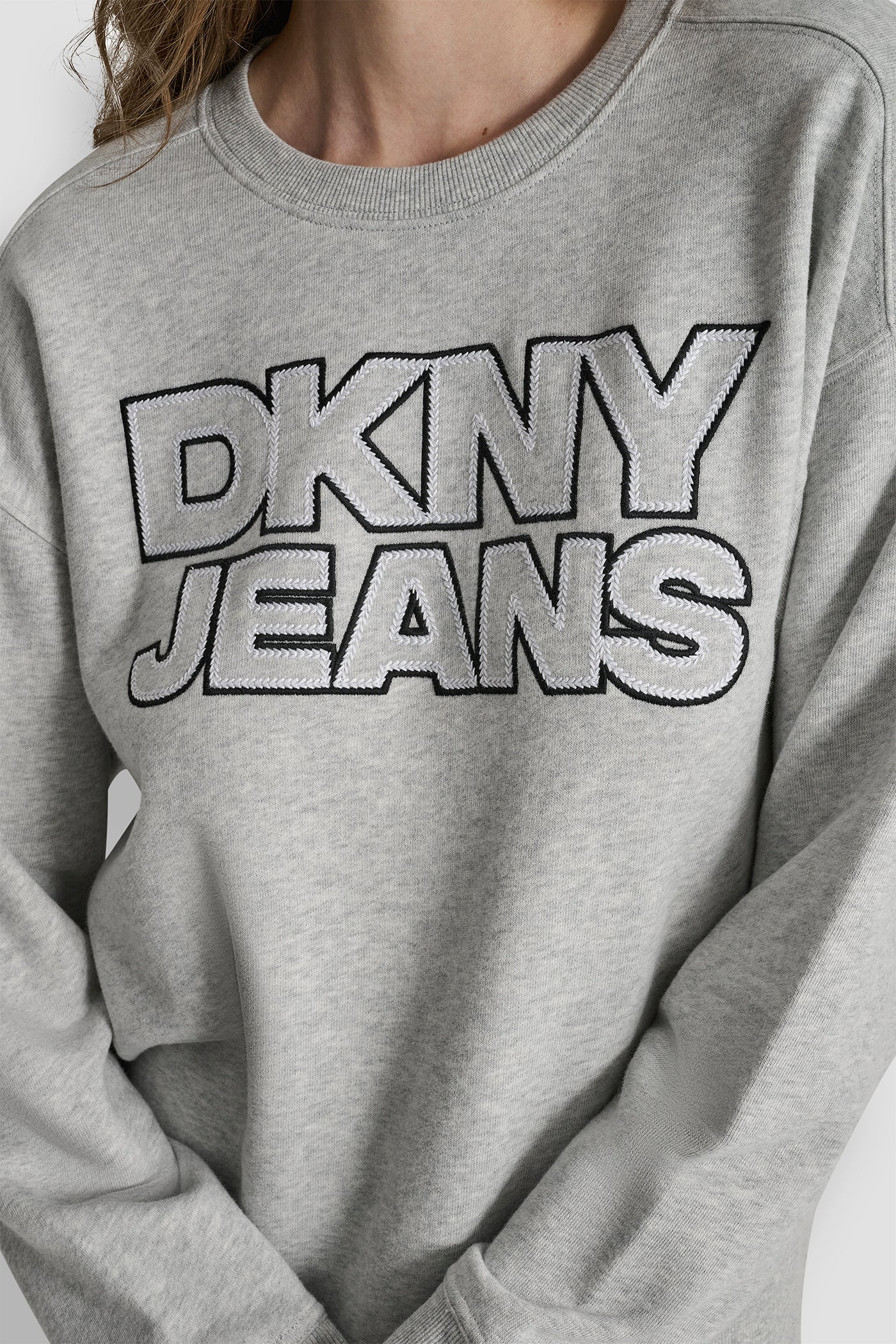 DKNY JEANS CHAINSTITCH OUTLINE LOGO CREW NECK SWEATSHIRT VIEW 4 | DKNY Promo