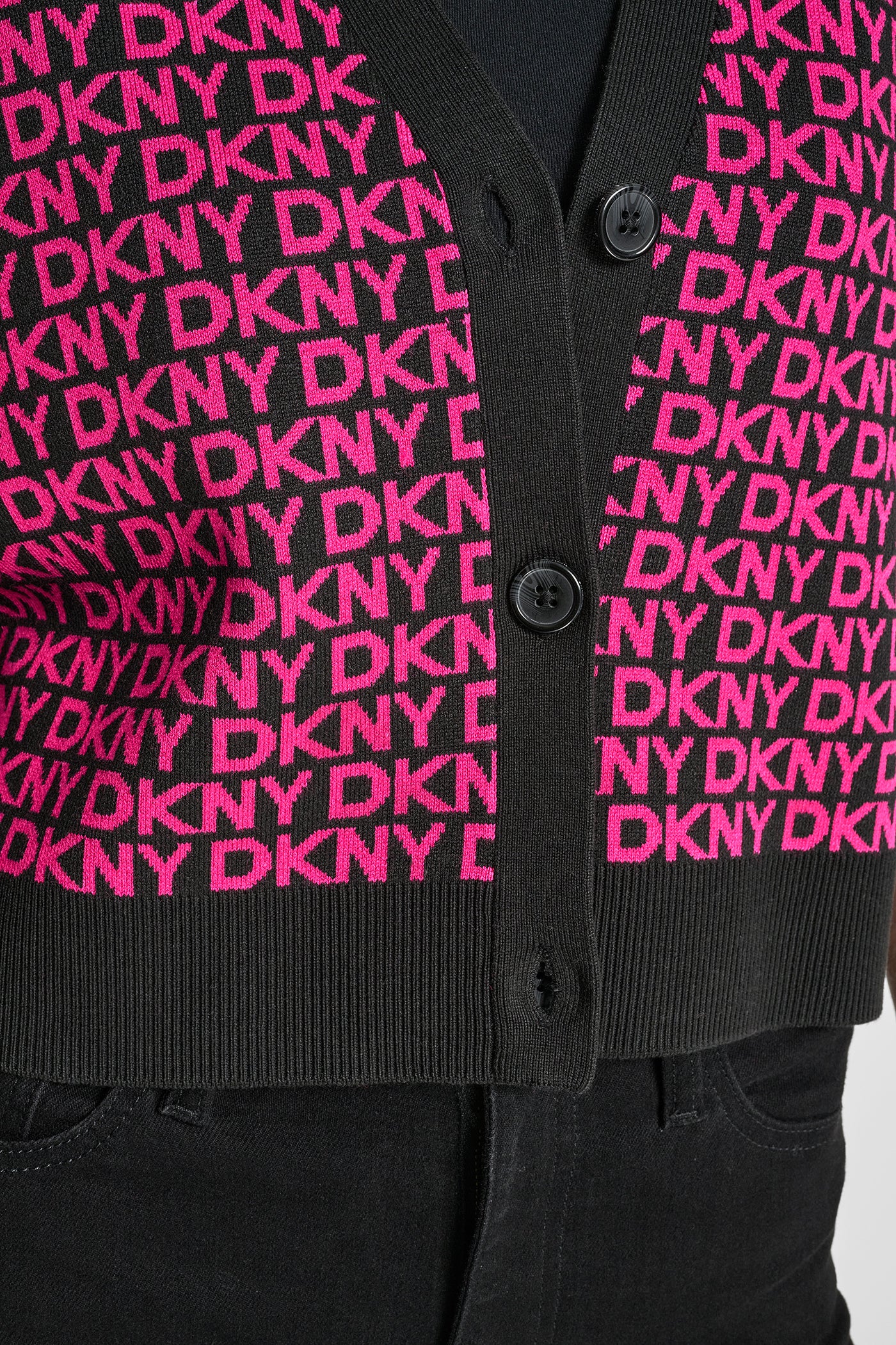 LOGO JACQUARD LONG SLEEVE V-NECK CARDIGAN VIEW 4