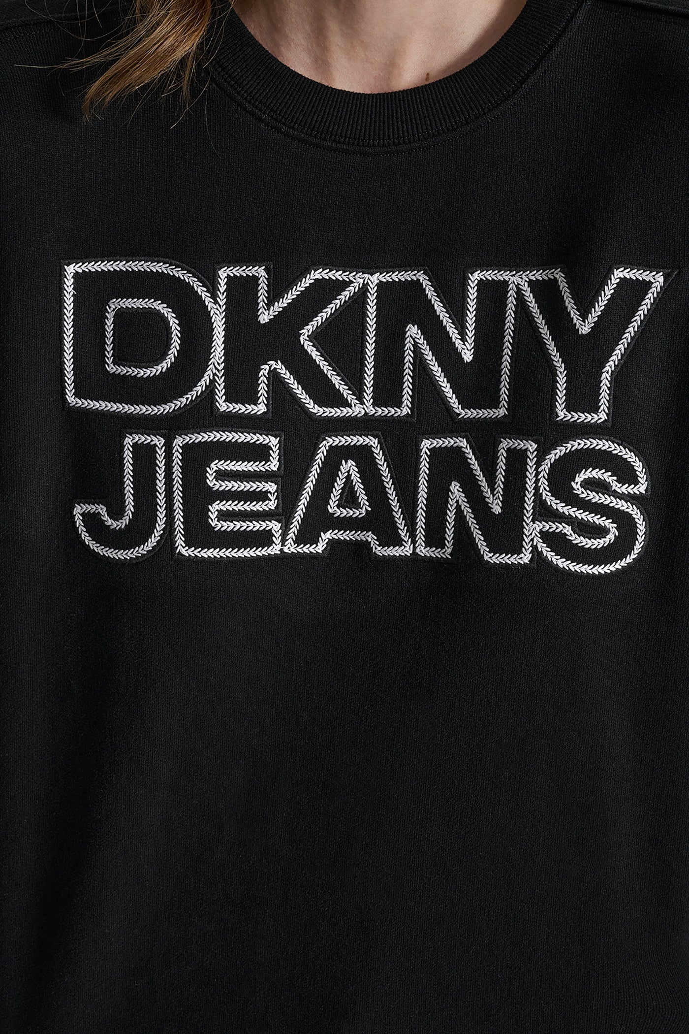 DKNY JEANS CHAINSTITCH OUTLINE LOGO CREW NECK SWEATSHIRT VIEW 4 | DKNY Promo