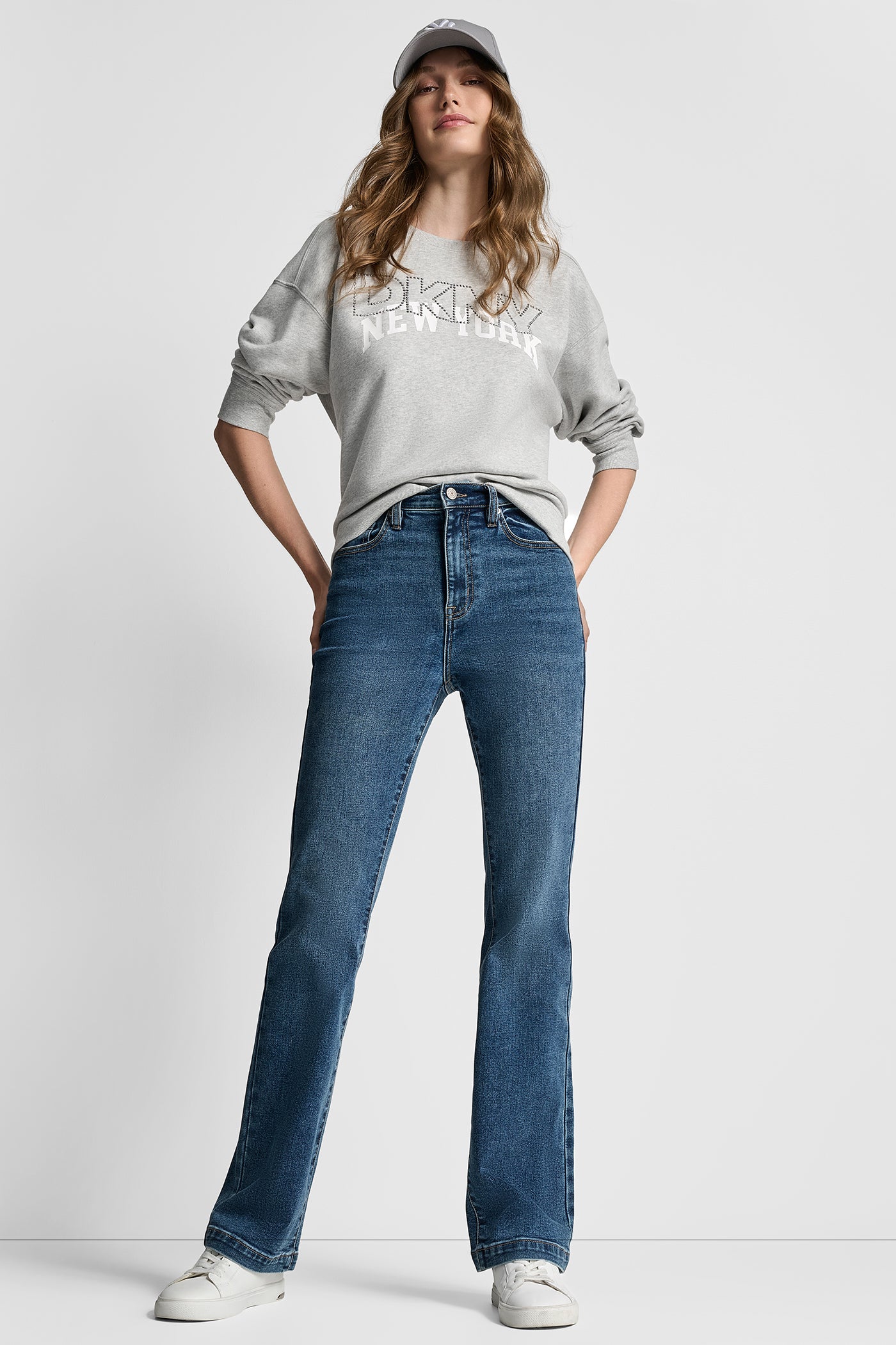 DKNY OUTLINE RHINESTONE NY PRINTED LOGO CREW NECK SWEATSHIRT VIEW 6 | DKNY Promo
