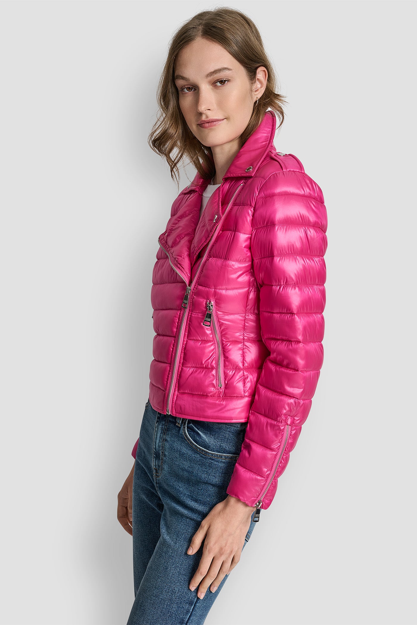 MOTO-STYLE PUFFER JACKET VIEW 3 | WOMENS COATS & JACKETS