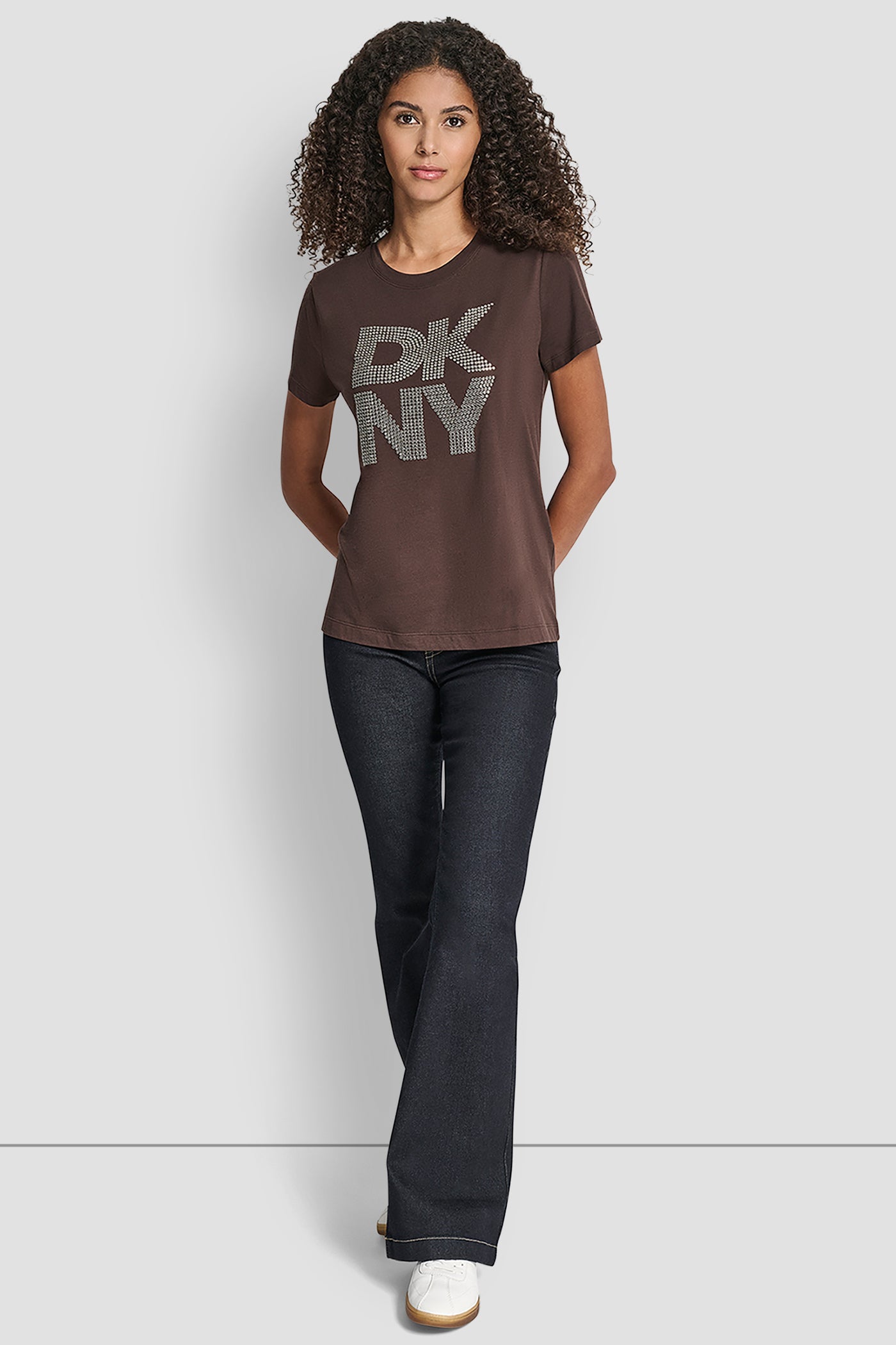 DKNY STACKED RHINESTONE LOGO TEE VIEW 4 | Under $100