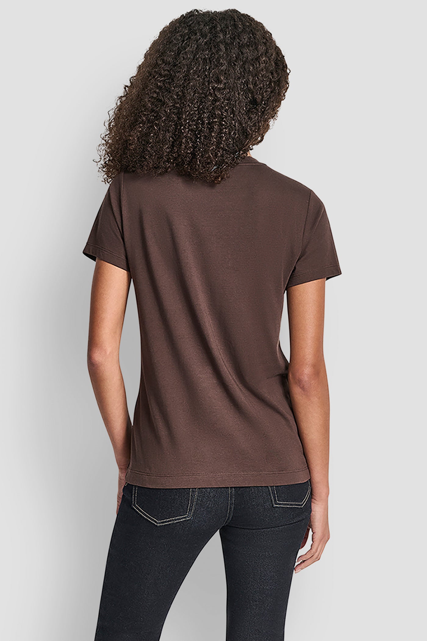 Espresso/Smoke Silver DKNY STACKED RHINESTONE LOGO TEE, BACK VIEW | Under $100