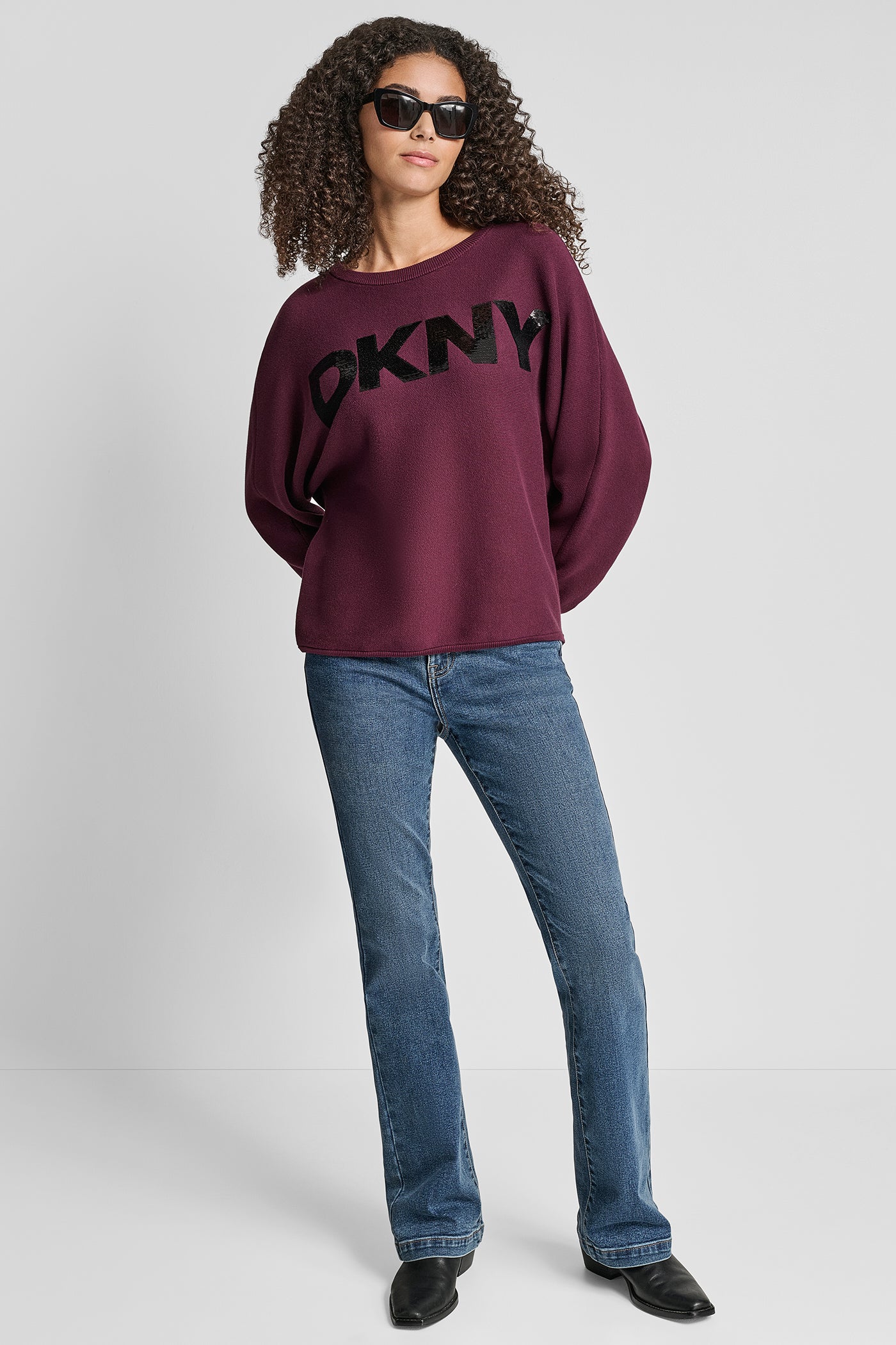 DOLMAN SLEEVE SEQUIN LOGO SWEATER VIEW 5 | WOMEN'S SWEATERS & TOPS