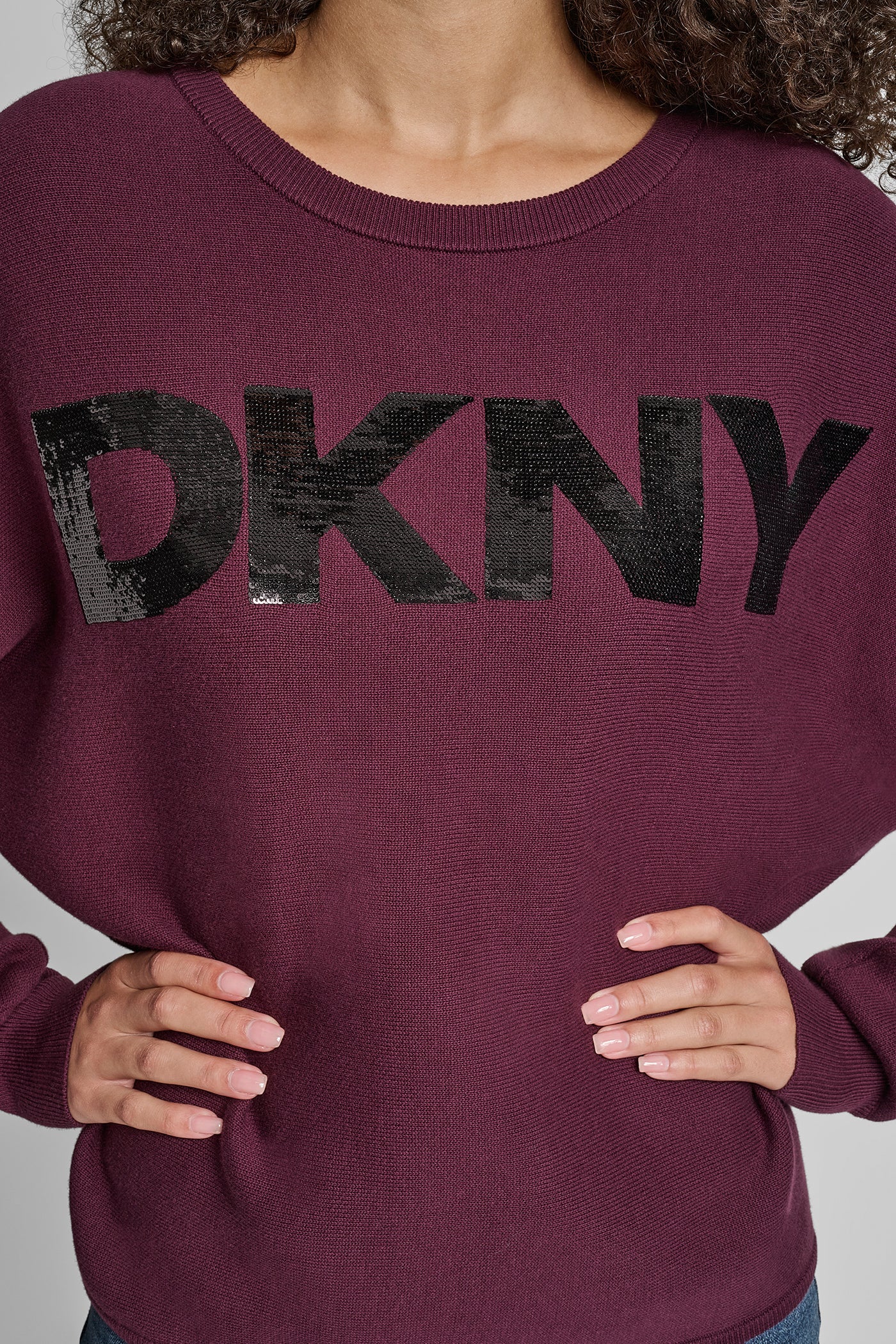 DOLMAN SLEEVE SEQUIN LOGO SWEATER VIEW 4 | WOMEN'S SWEATERS & TOPS