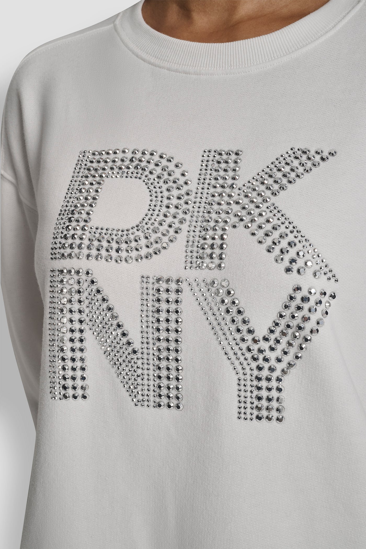 DKNY NEW YORK STACKED MIXED RHINESTONE LOGO SWEATSHIRT VIEW 4 | Clothing