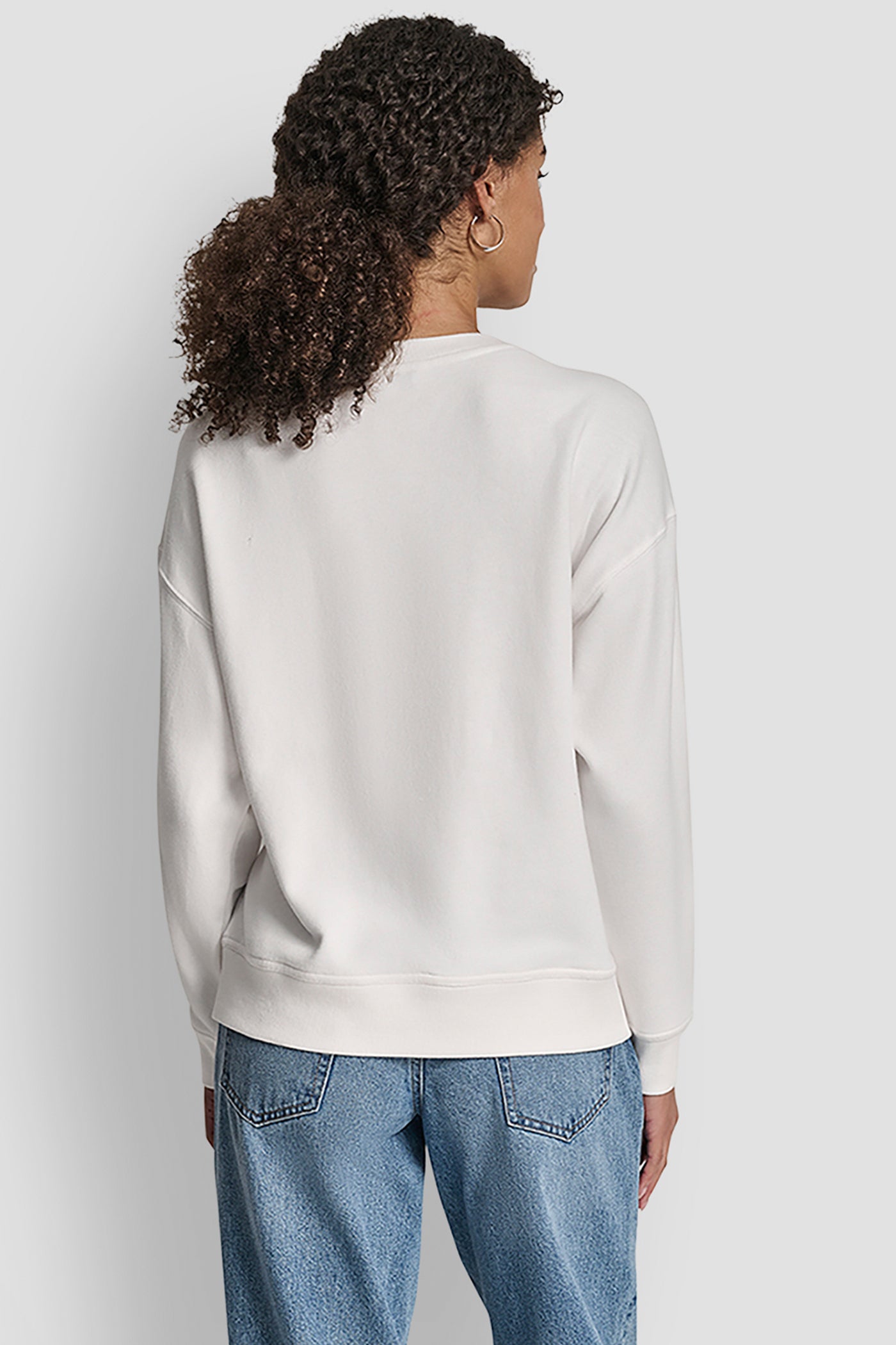 IVORY/SILVER DKNY NEW YORK STACKED MIXED RHINESTONE LOGO SWEATSHIRT, BACK VIEW | Clothing