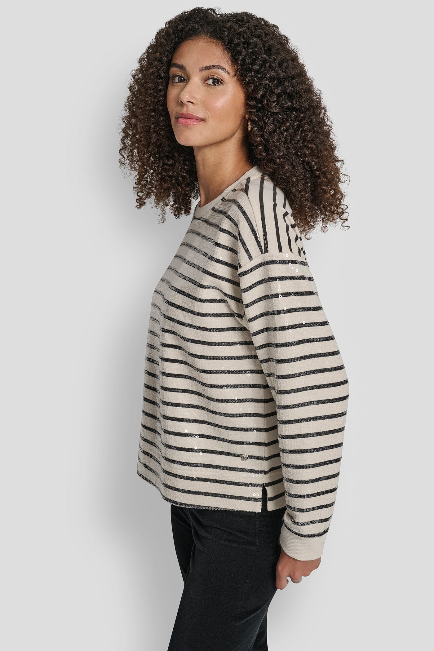SEQUINS LONG SLEEVE SWEATSHIRT VIEW 3 | DKNY Promo