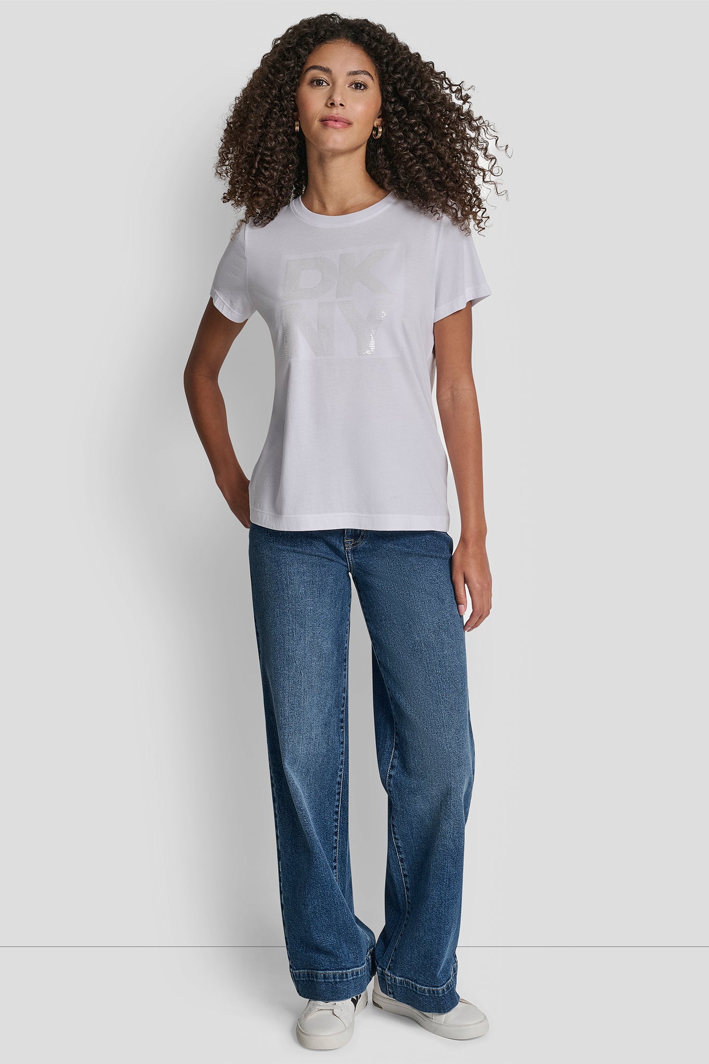DKNY SEQUIN LOGO CREW NECK TEE VIEW 3 | DKNY Promo