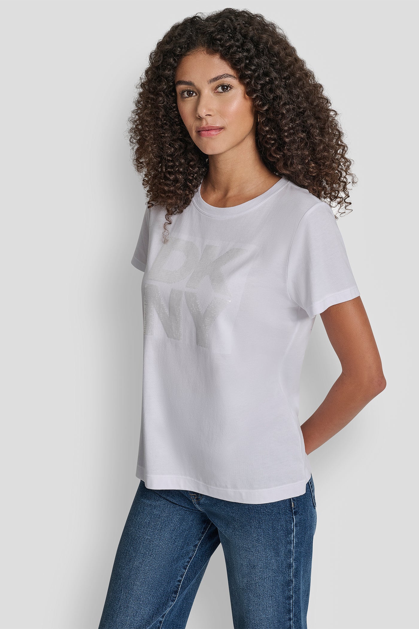 DKNY SEQUIN LOGO CREW NECK TEE VIEW 5 | DKNY Promo