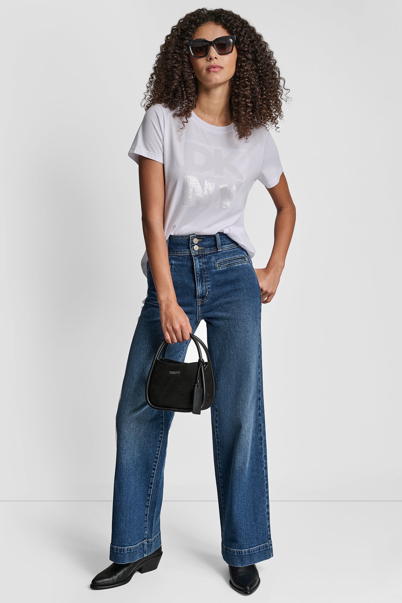 DKNY SEQUIN LOGO CREW NECK TEE VIEW 6 | DKNY Promo