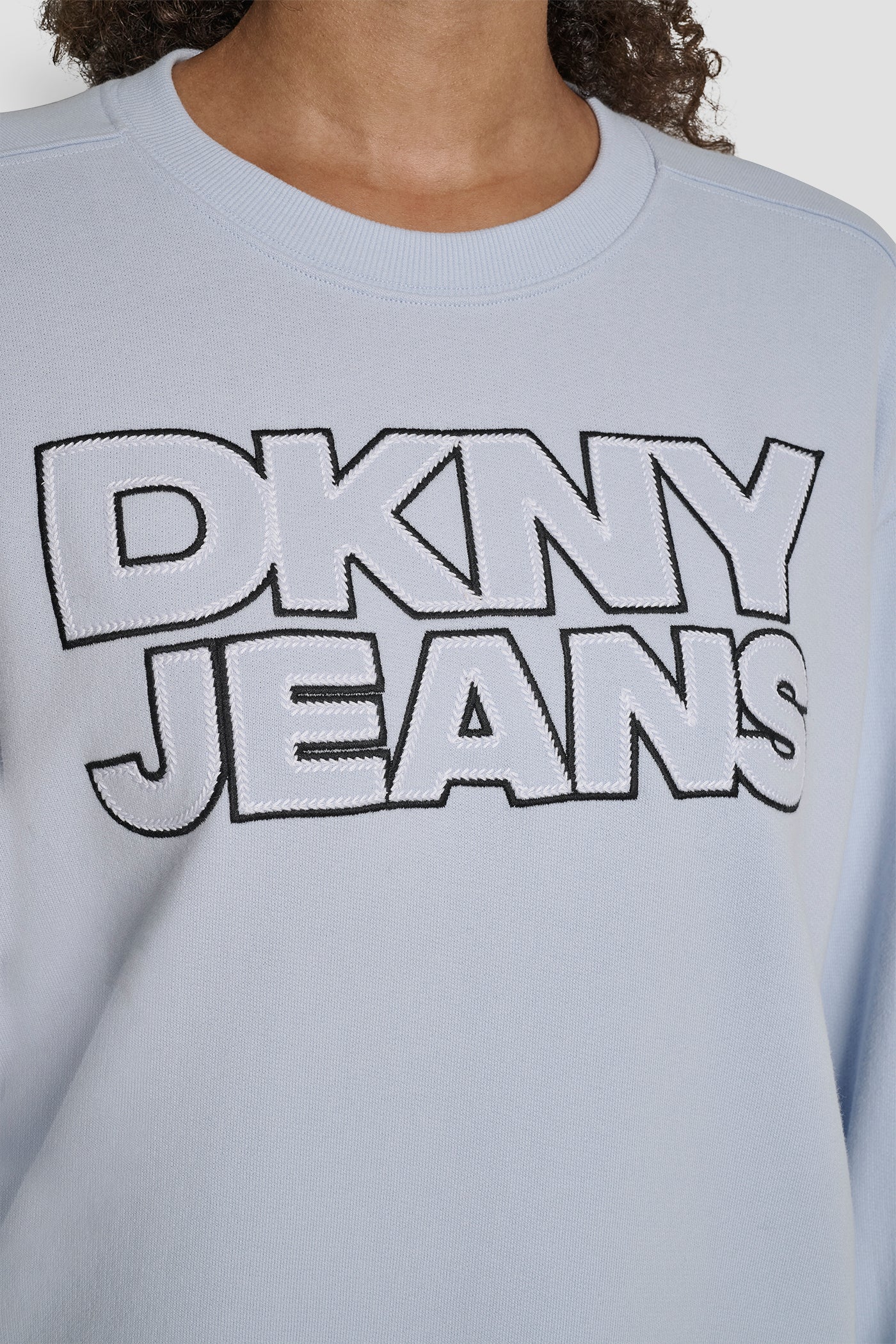 DKNY JEANS CHAINSTITCH OUTLINE LOGO CREW NECK SWEATSHIRT VIEW 3 | All Products