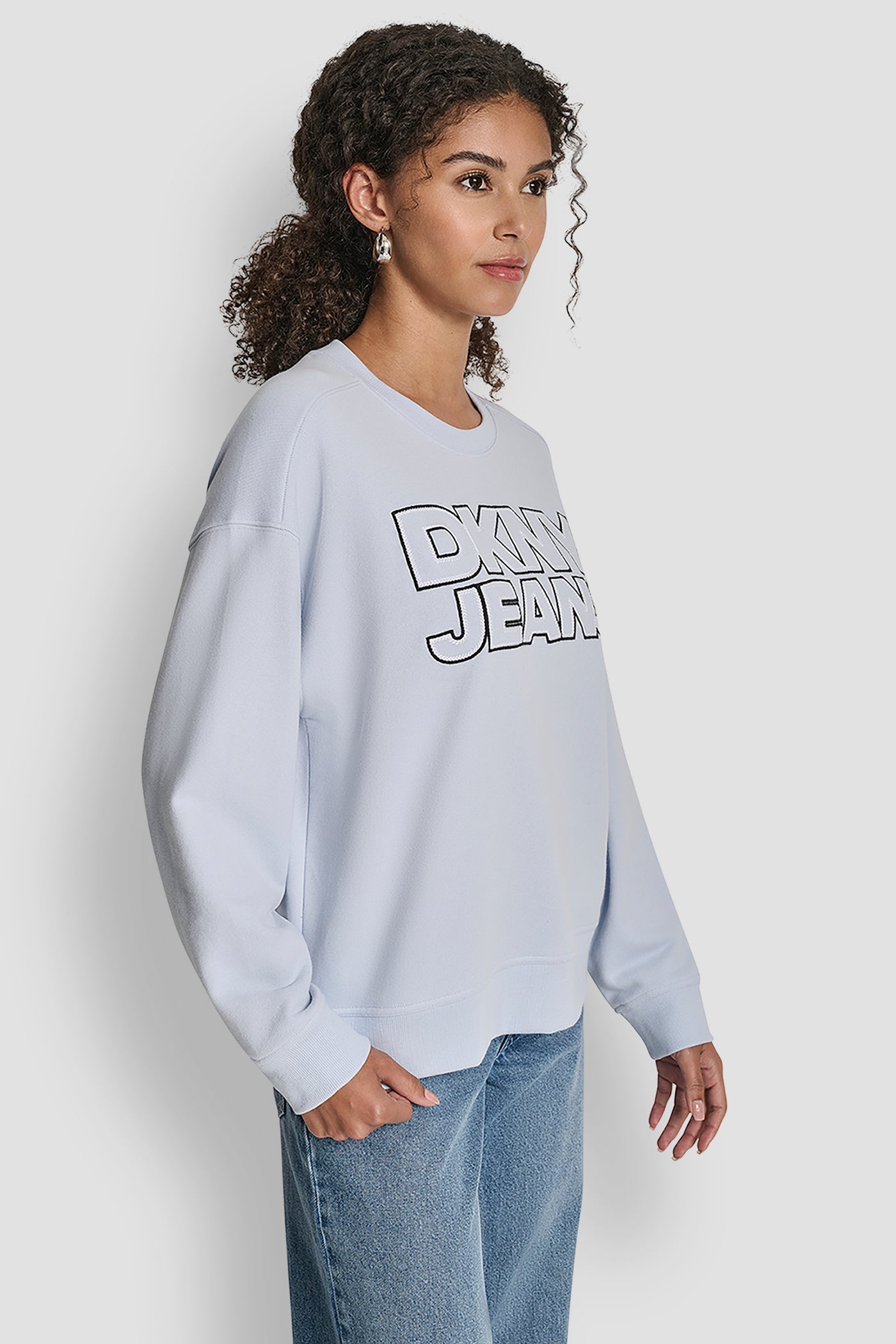 DKNY JEANS CHAINSTITCH OUTLINE LOGO CREW NECK SWEATSHIRT VIEW 5 | All Products
