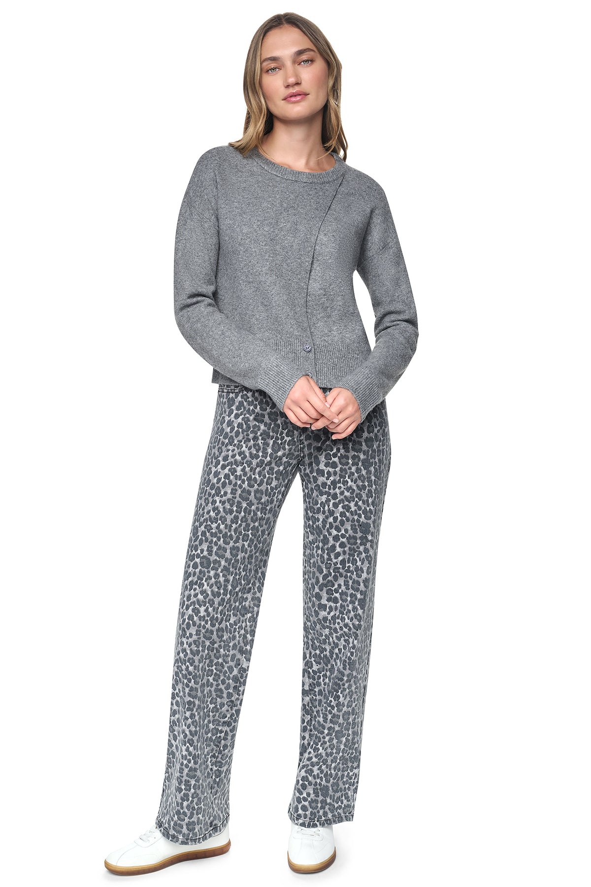 ASSYMETRIC BUTTON HEM CARDIGAN VIEW 2