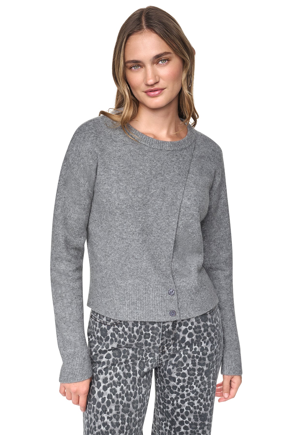 ASSYMETRIC BUTTON HEM CARDIGAN VIEW 2