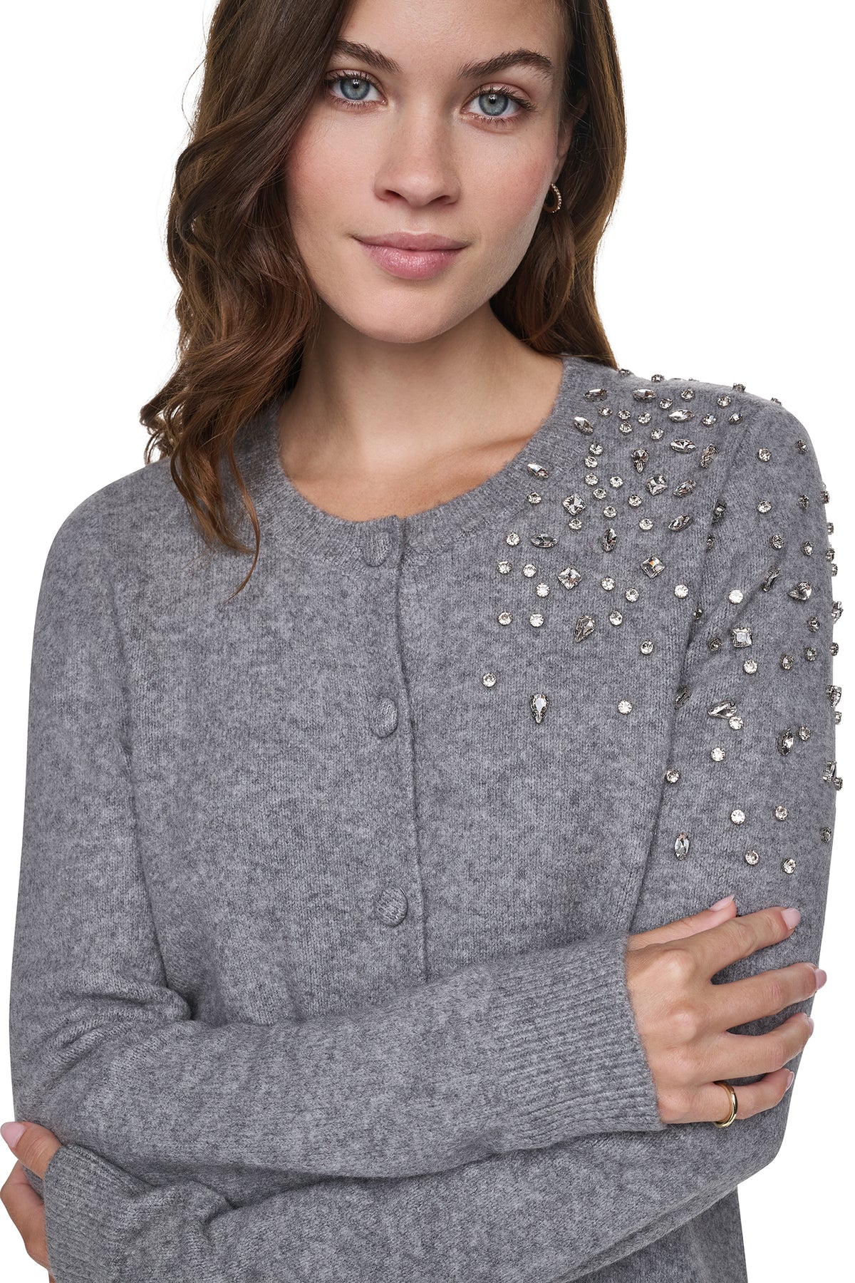 RHINESTONE FRONT CARDIGAN VIEW 1