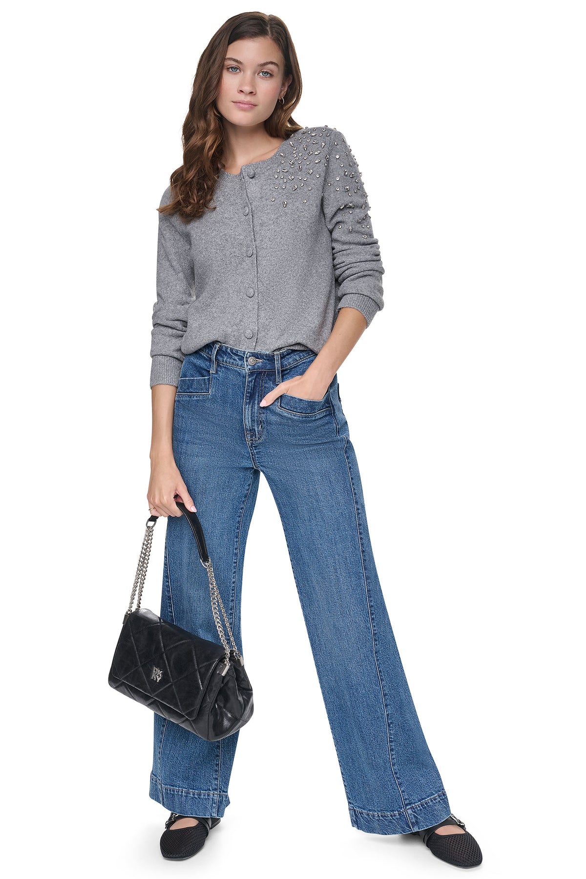 RHINESTONE FRONT CARDIGAN VIEW 2