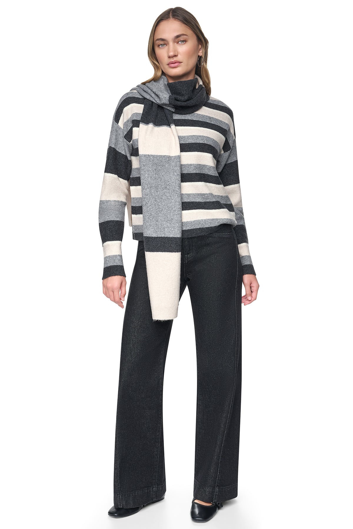 STRIPED SWEATER WITH SCARF VIEW 2