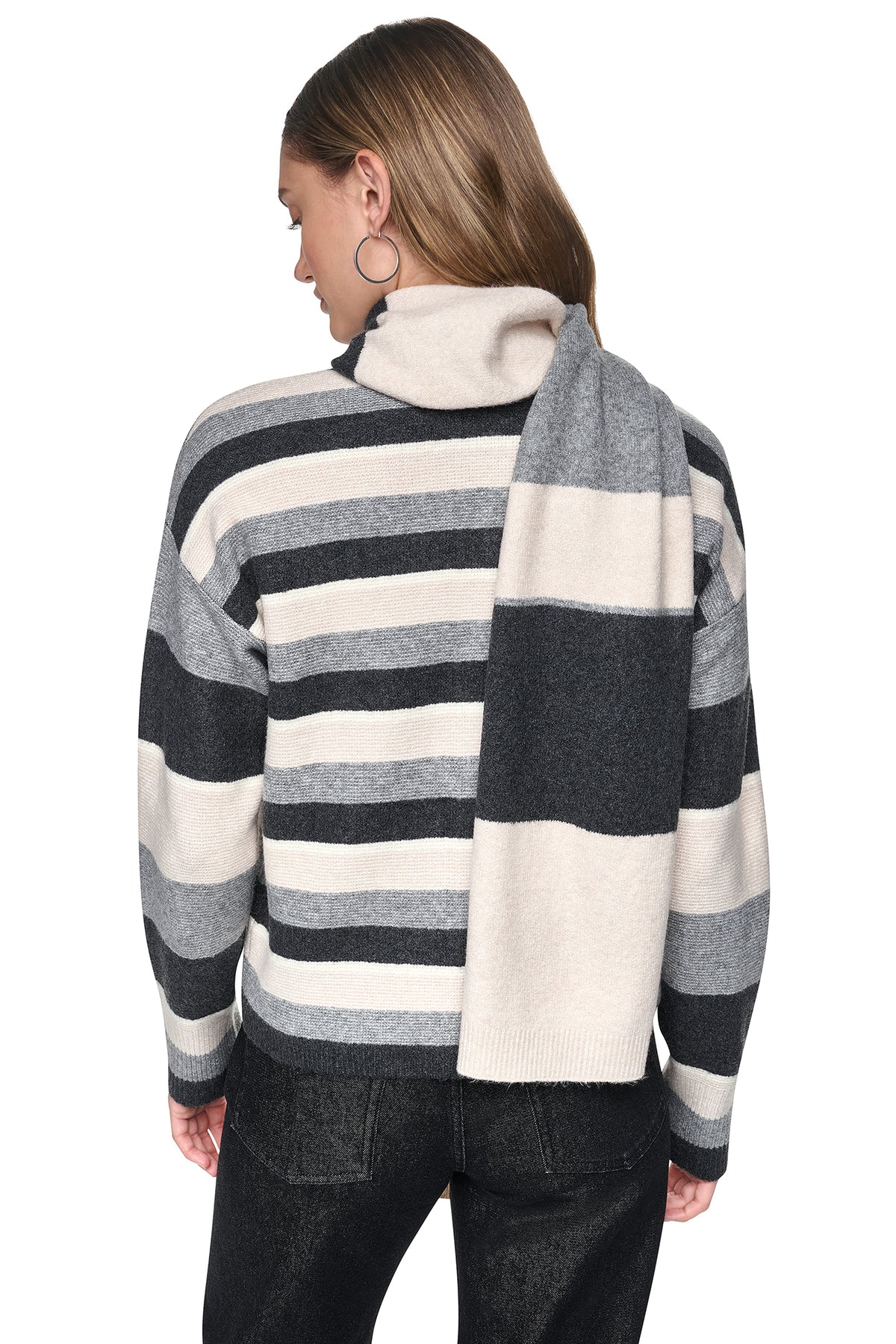 STRIPED SWEATER WITH SCARF VIEW 2